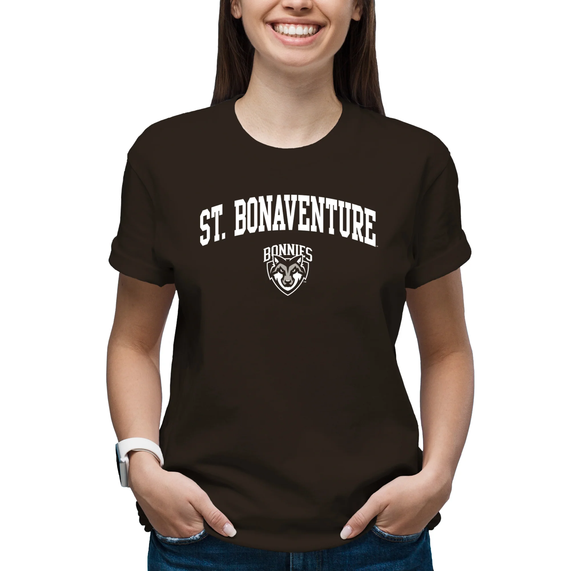 St. Bonaventure Bonnies Arch Logo T Shirt - Dark Chocolate - Image 4
