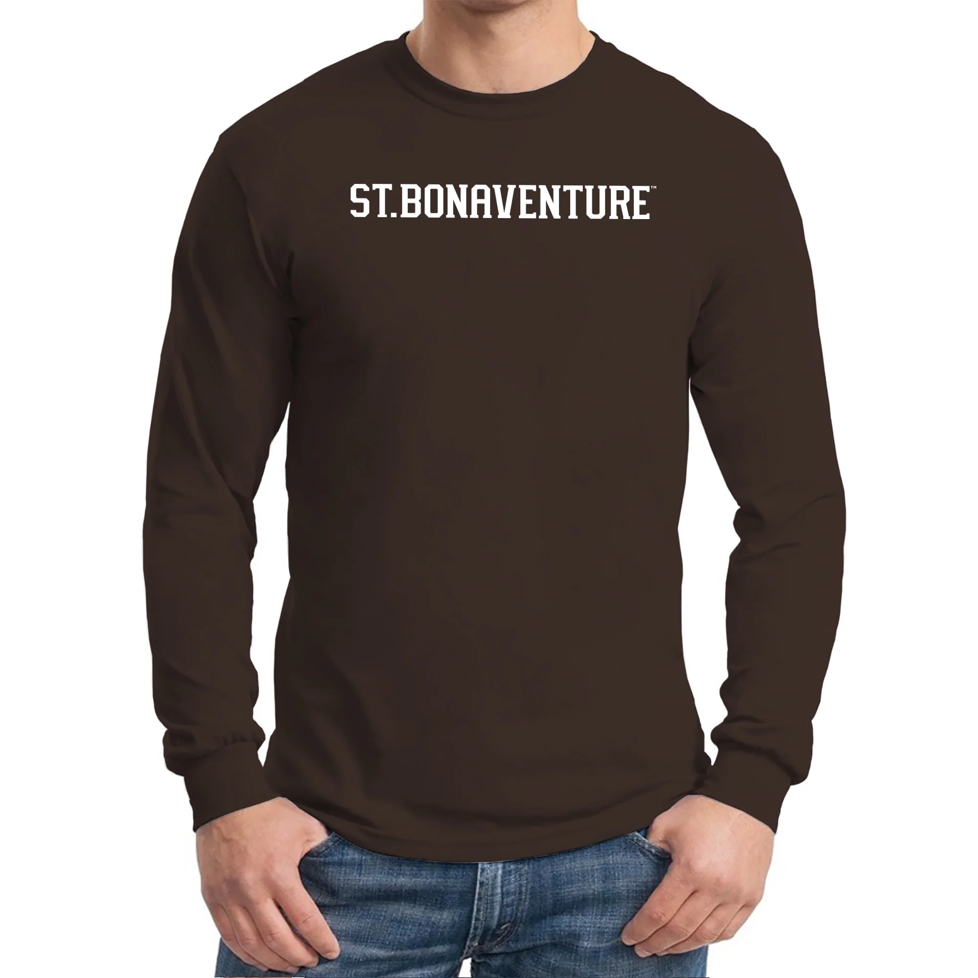 St. Bonaventure Bonnies Basic Block Long Sleeve T Shirt - Dark Chocolate - Image 3