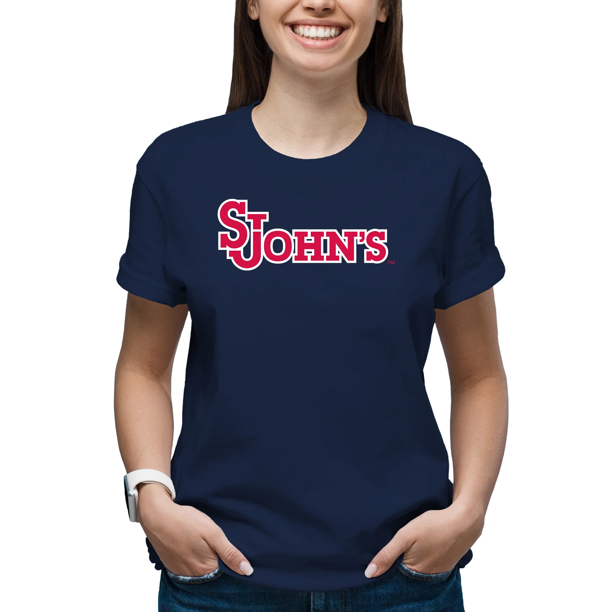 St John's University Red Storm Primary Logo T-Shirt - Navy - Image 4