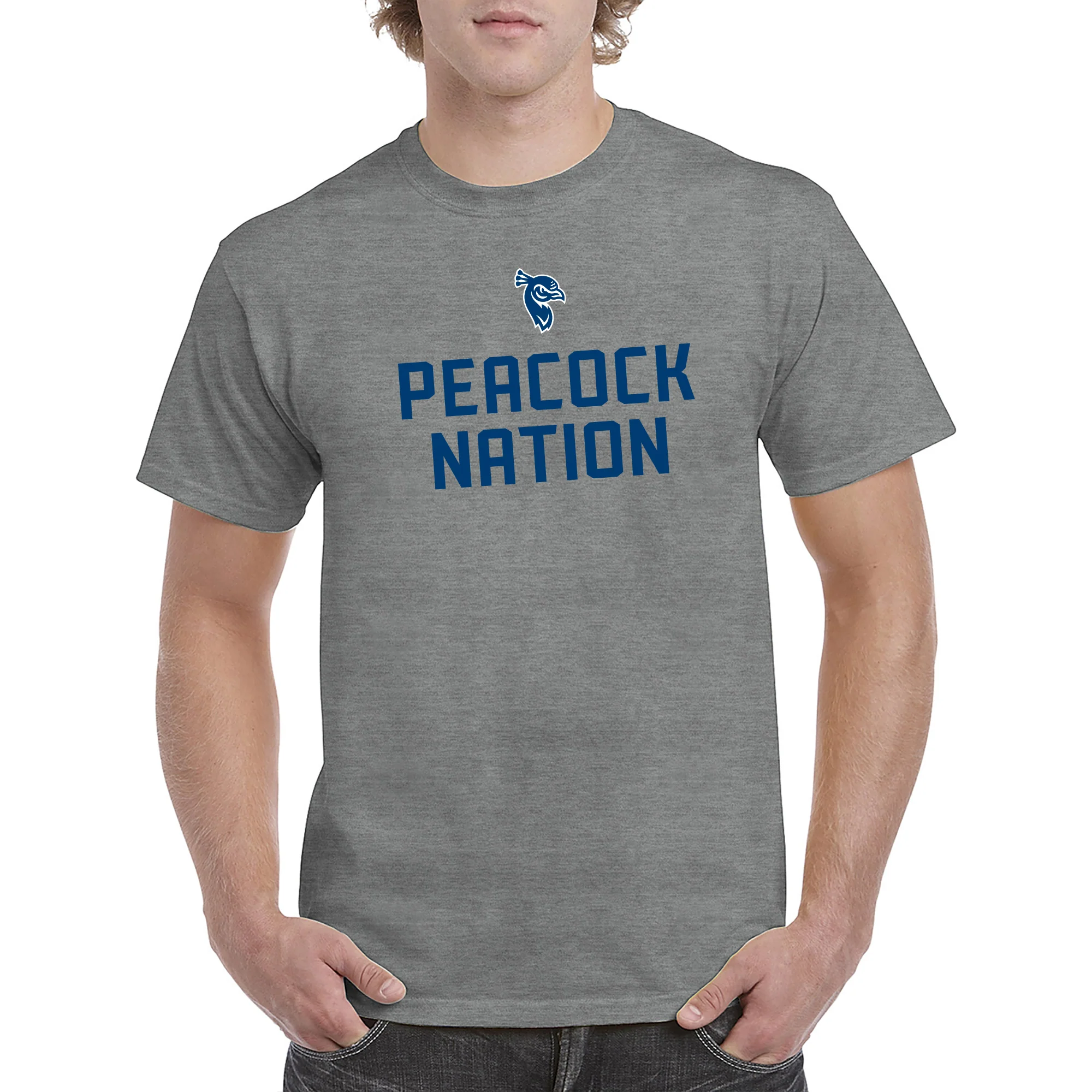 St Peter's University Peacocks Peacock Nation T-Shirt - Graphite Heather - Image 3