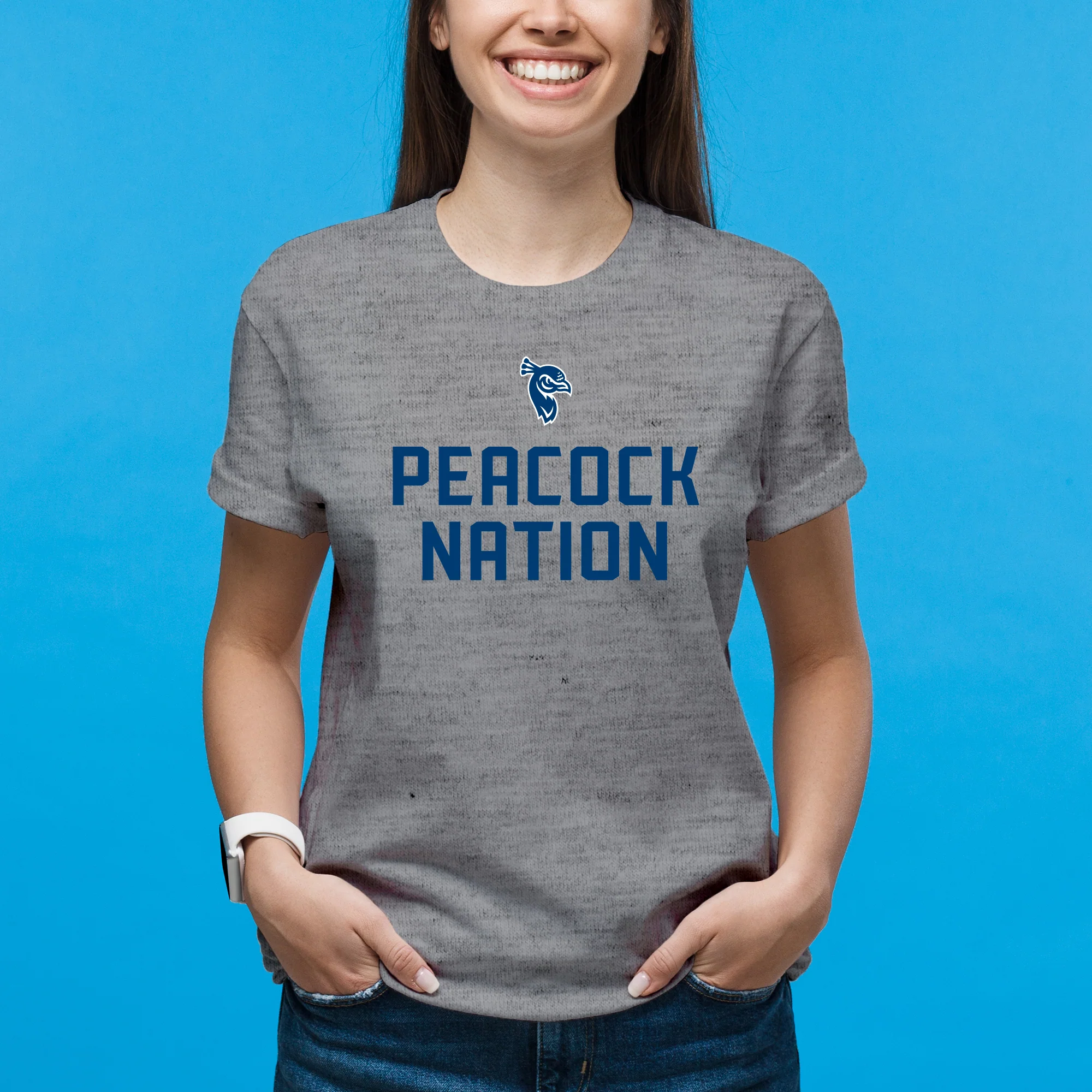 St Peter's University Peacocks Peacock Nation T-Shirt - Graphite Heather - Image 4