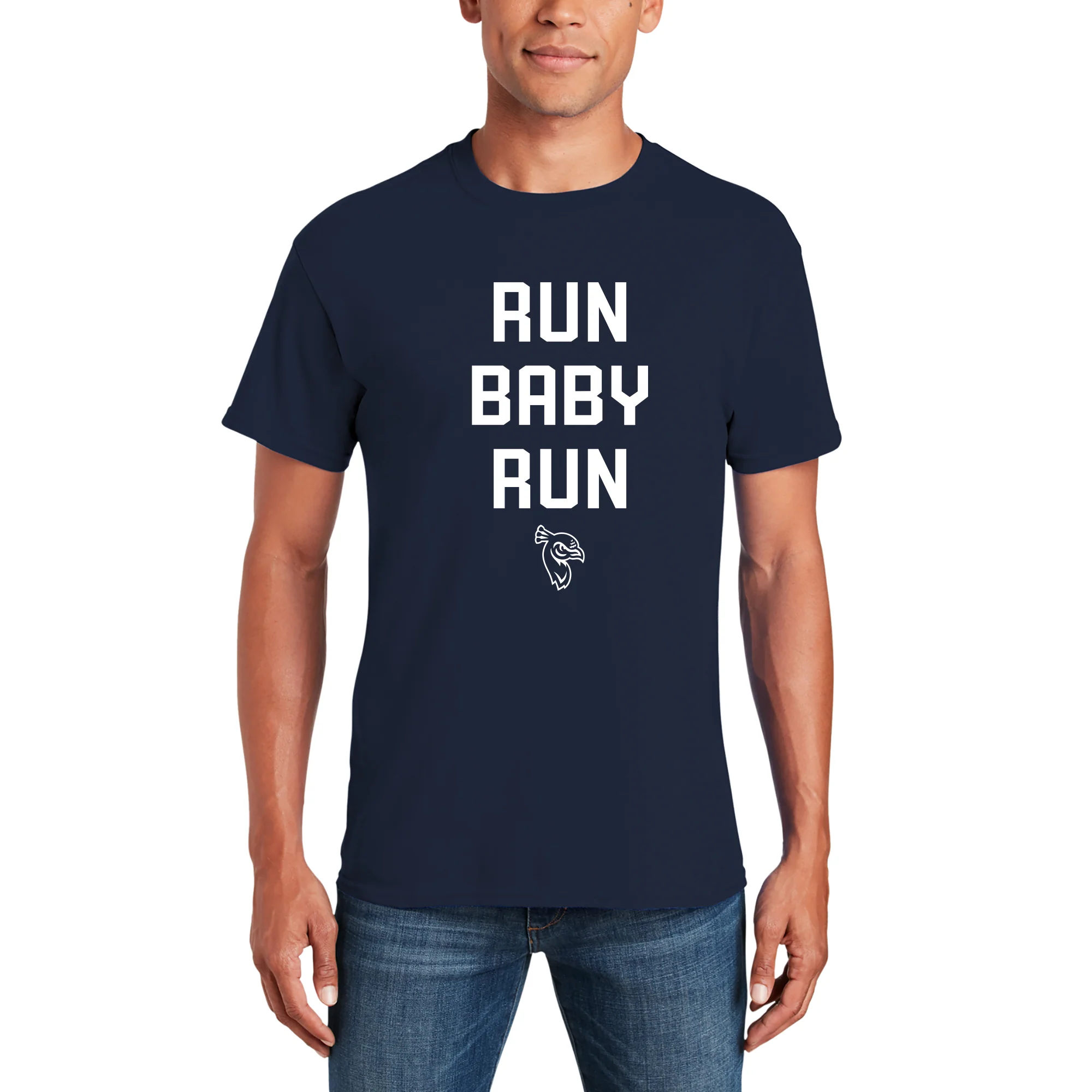 St Peter's University Peacocks Run Baby Run T-Shirt - Navy - Image 3