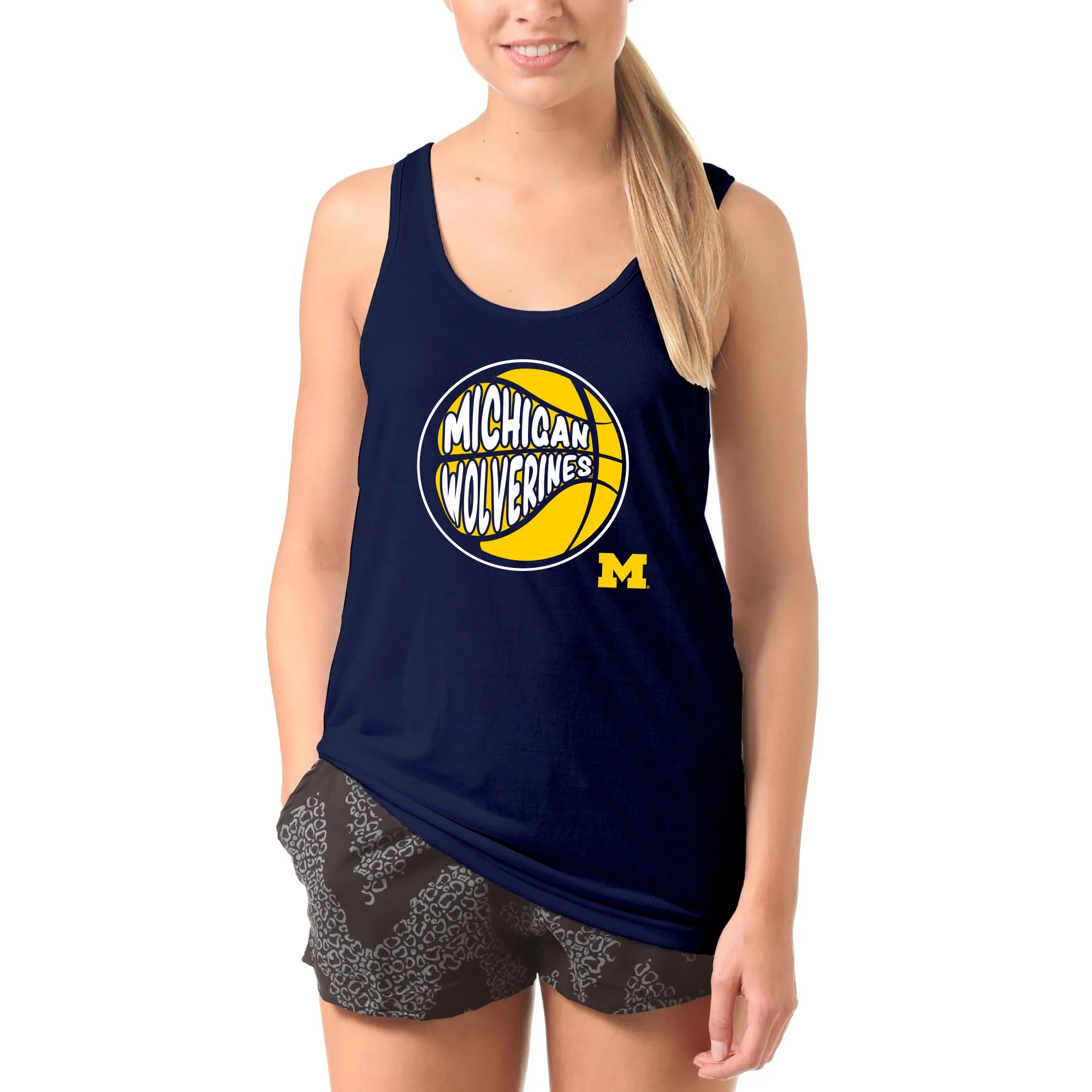 University of Michigan Wolverines Street Basketball Heavy Cotton Tank Top - Navy - Image 4