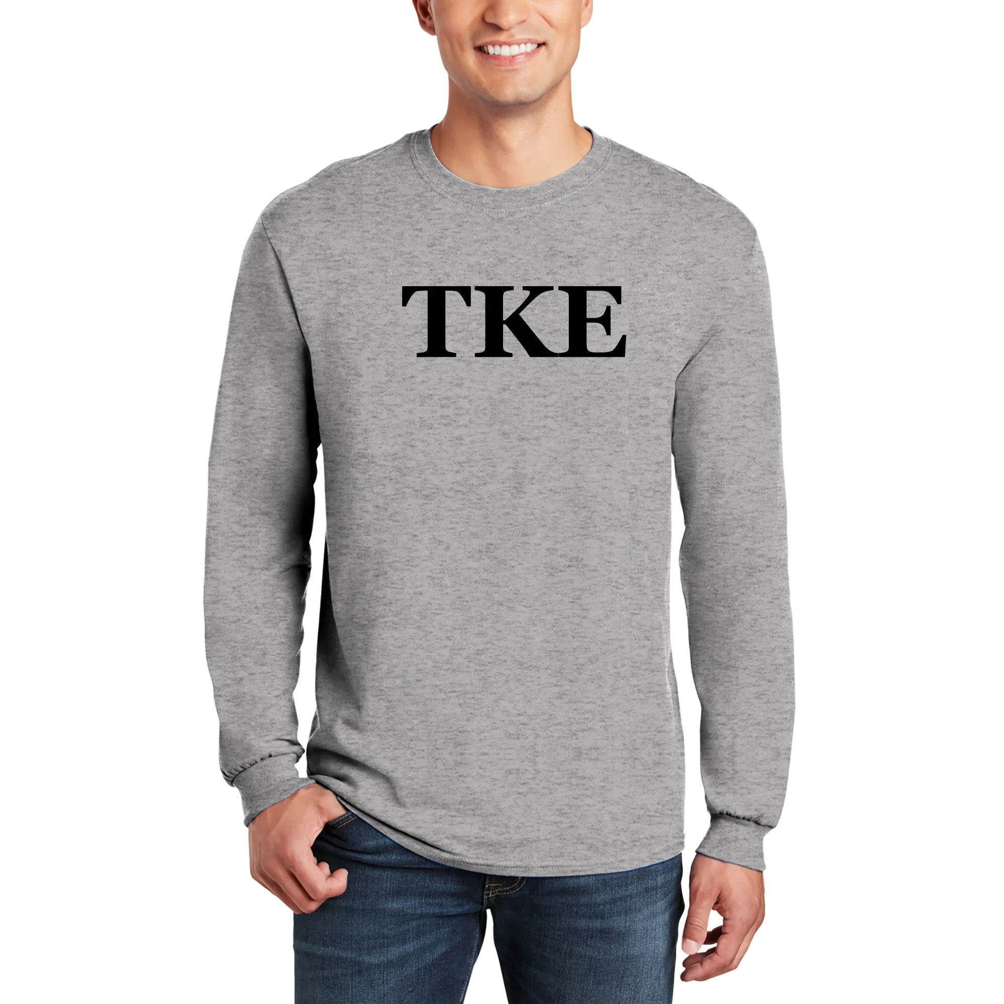 Tau Kappa Epsilon Greek Letter Block Long Sleeve - Sport Grey - Image 3