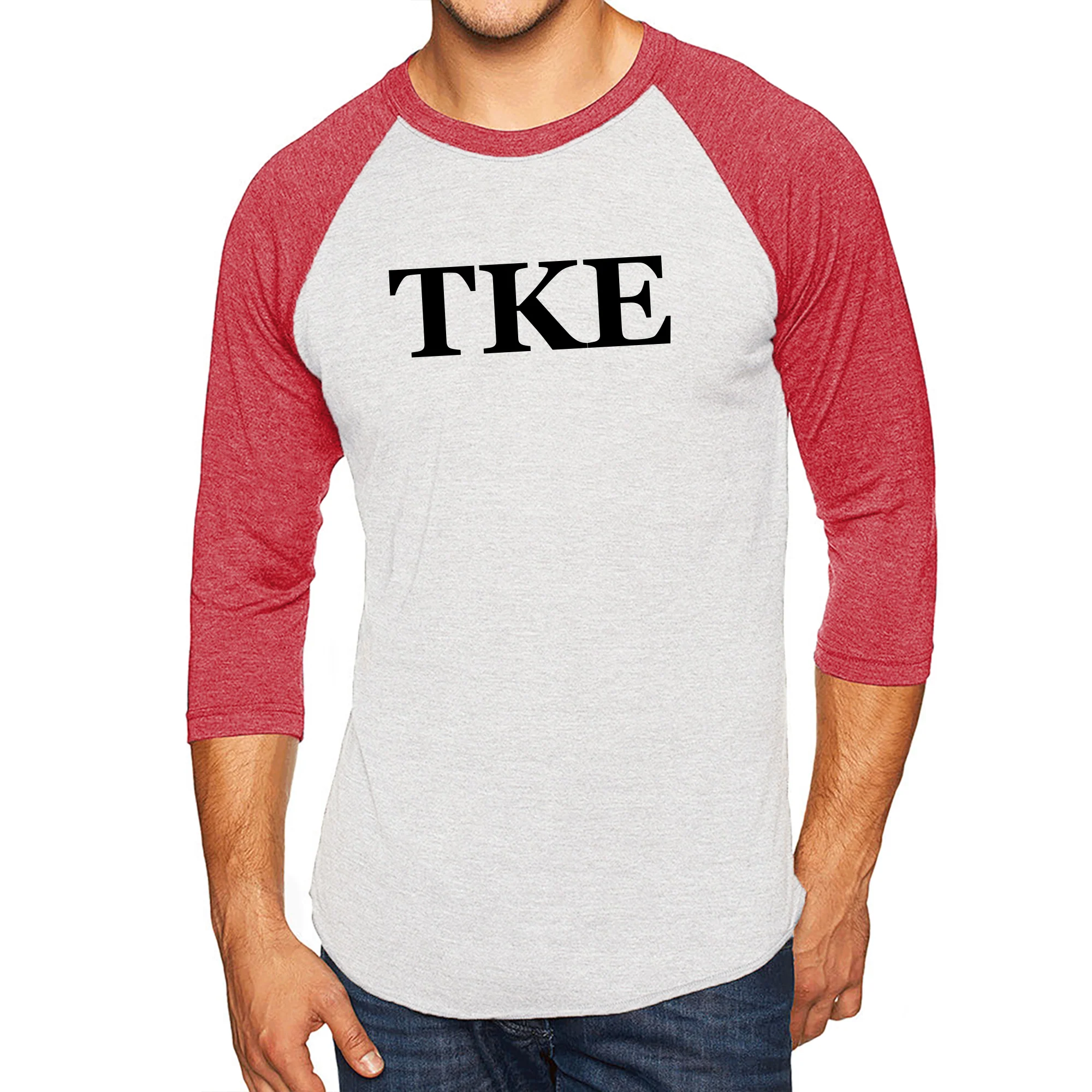 Tau Kappa Epsilon Greek Letter Block Raglan - White/Red - Image 3