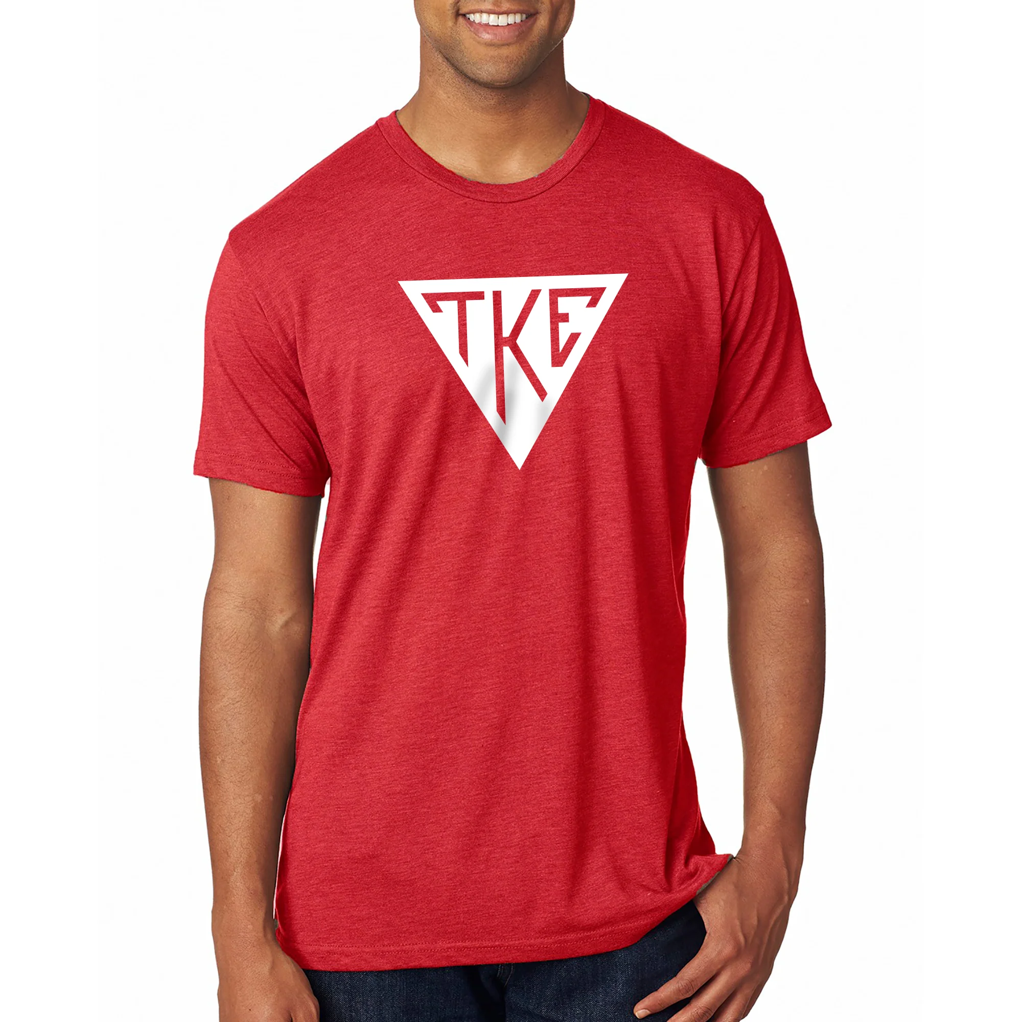 Tau Kappa Epsilon Greek Primary Logo Triblend T-Shirt - Vintage Red - Image 3