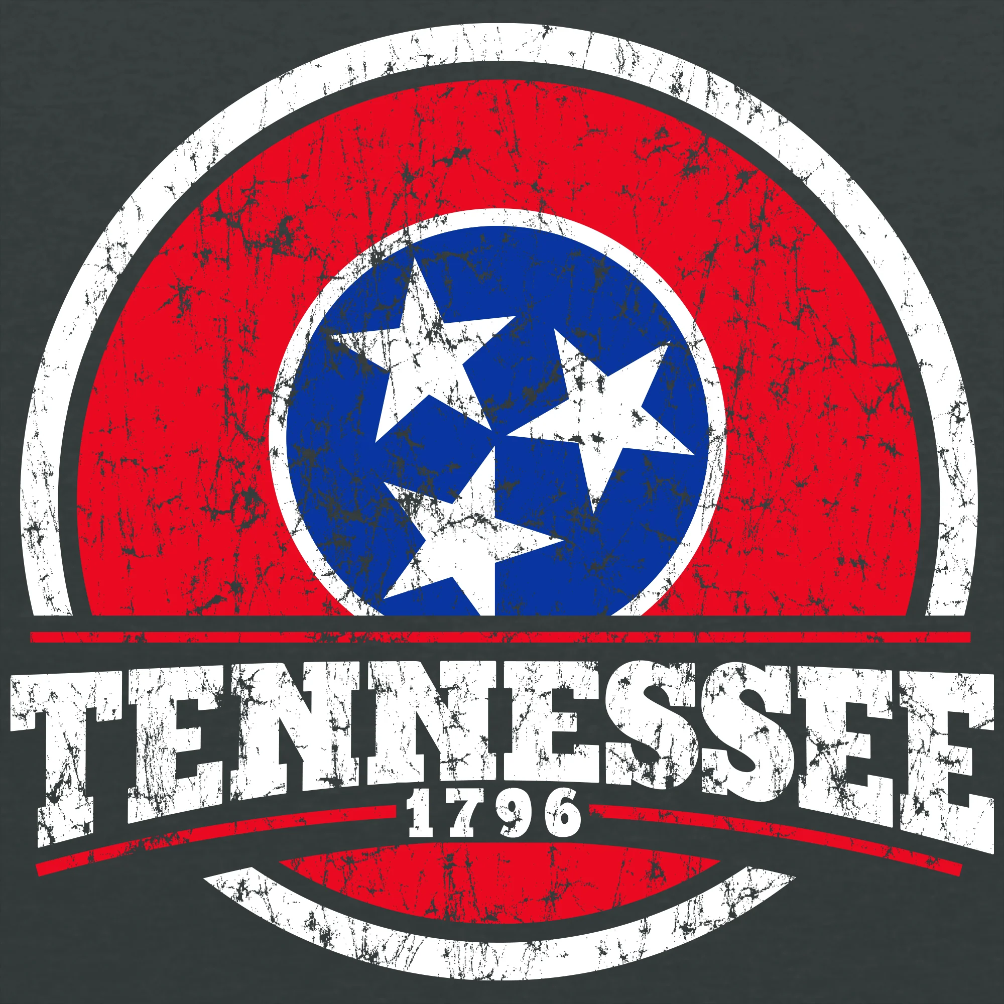 Tennessee Distressed Circle T-Shirt - Dark Heather - Image 2