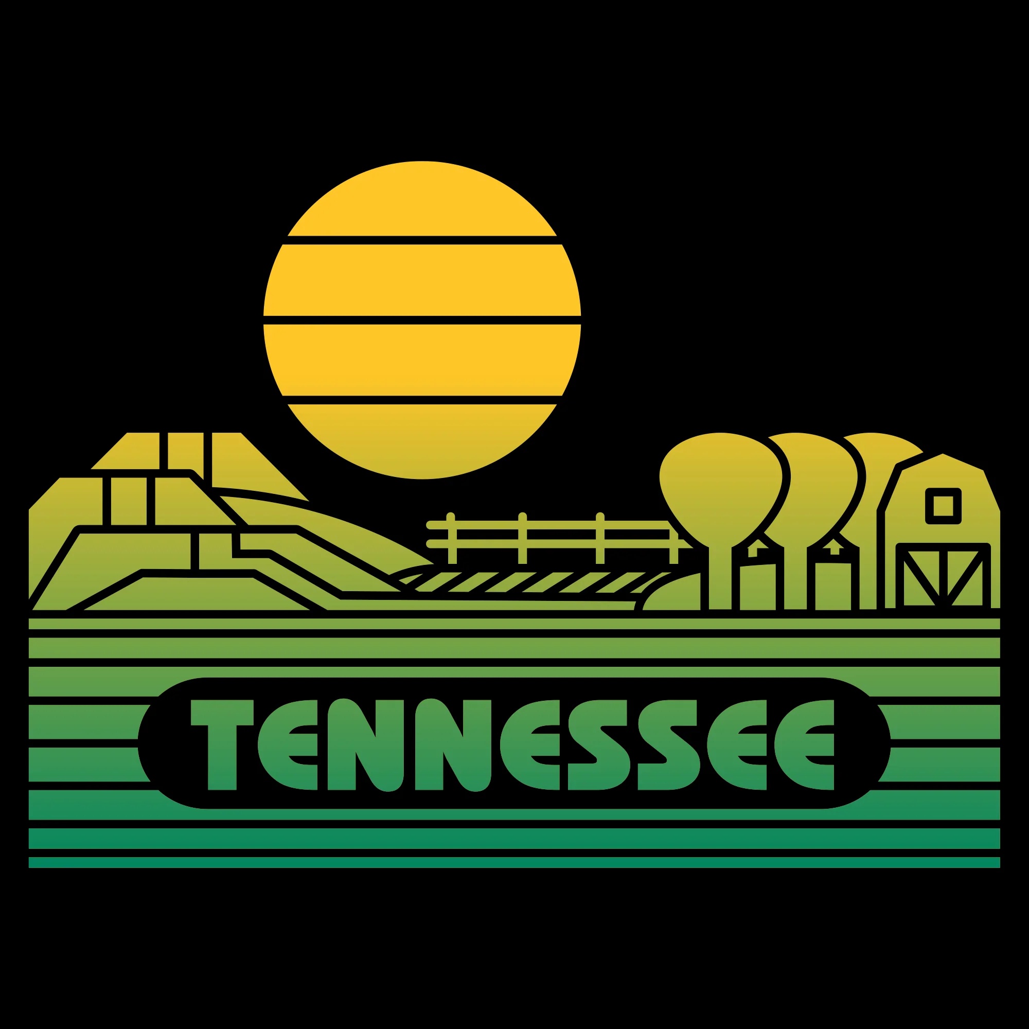 Tennessee Groovy Sunset T-Shirt - Black - Image 2