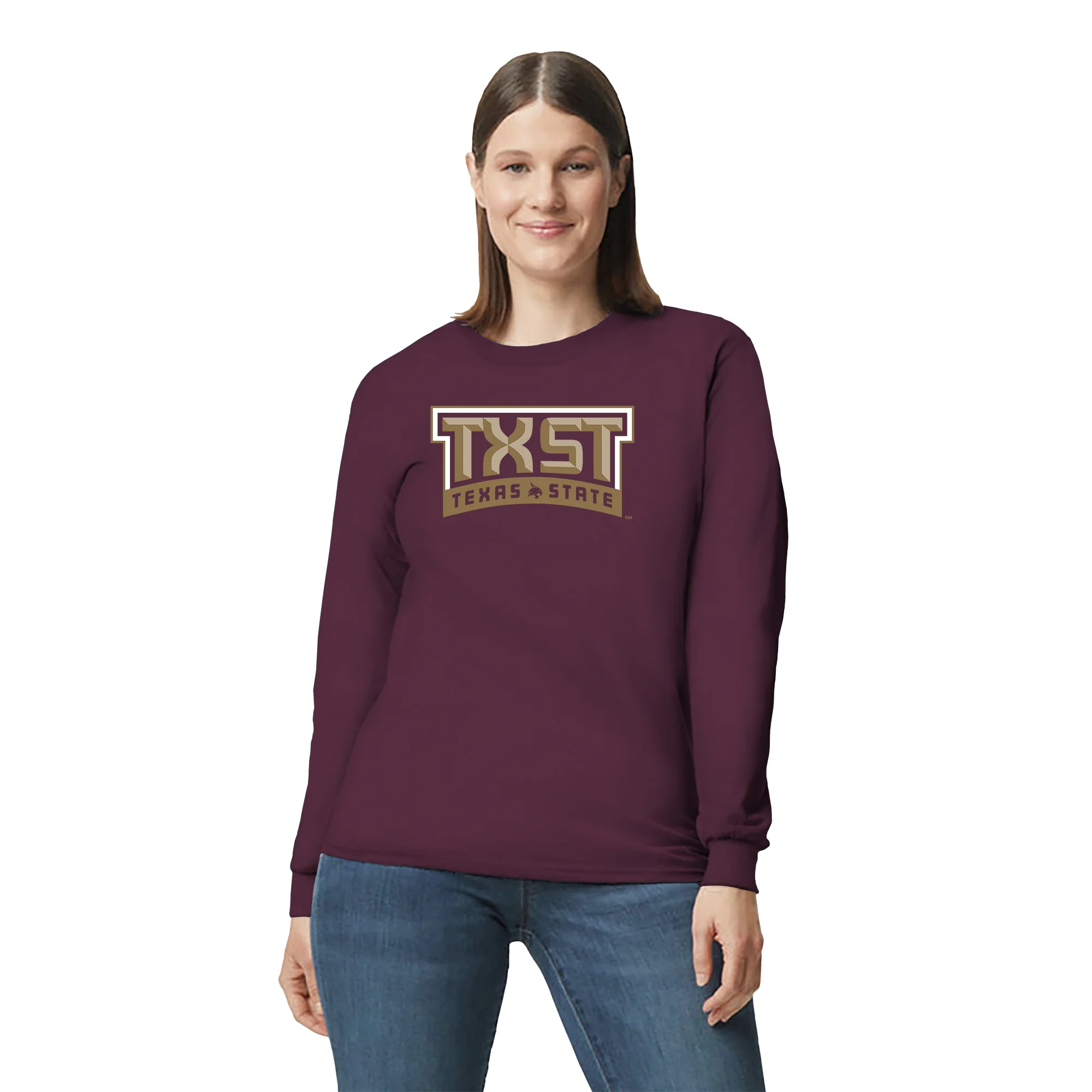 Texas State Bobcats Arch Logo Long Sleeve T-Shirt - Maroon - Image 4