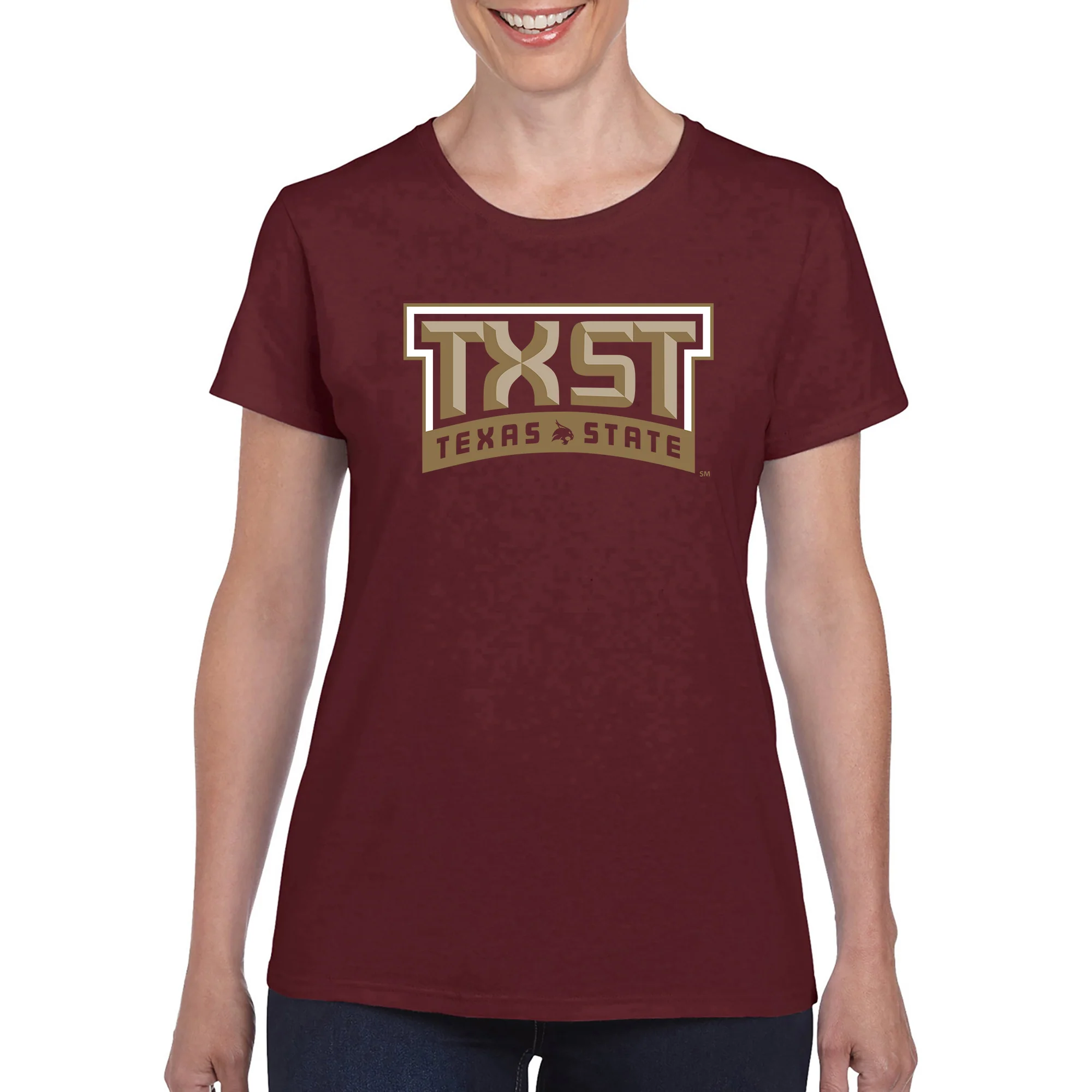 Texas State Bobcats Arch Logo Women's T-Shirt - Maroon - Image 3