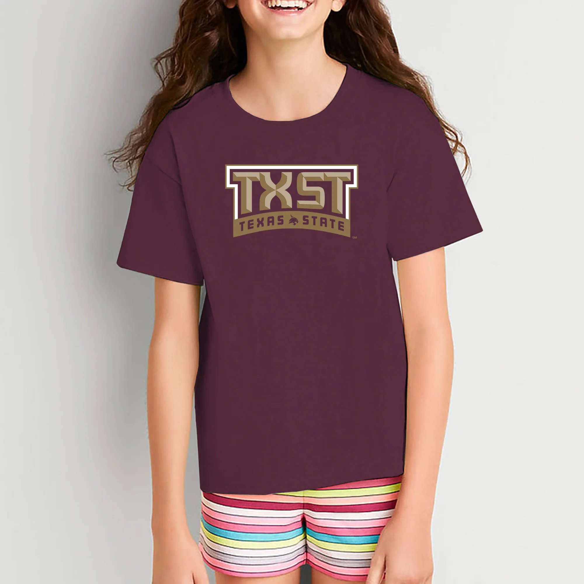 Texas State Bobcats Arch Logo Youth T-Shirt - Maroon - Image 3