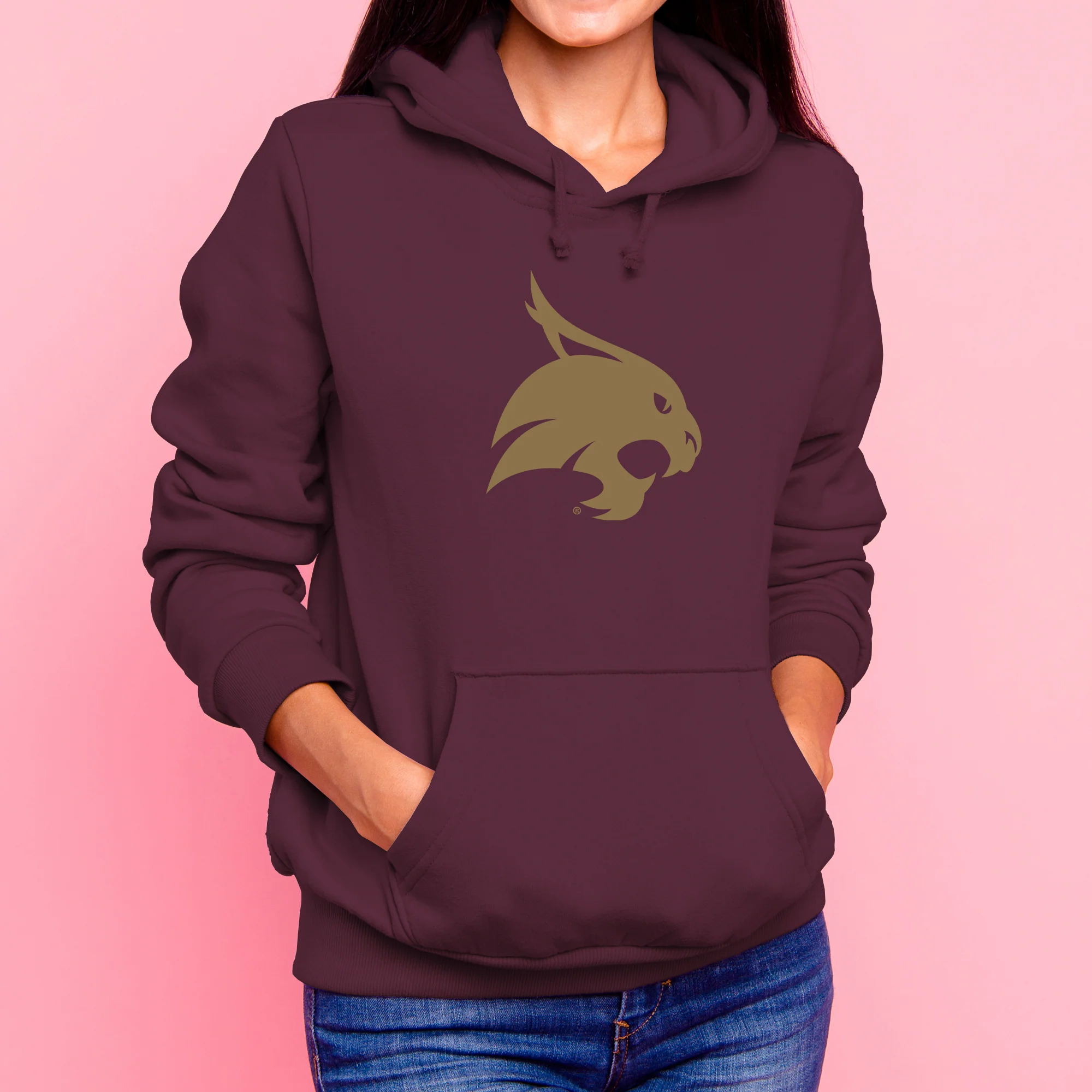 Texas State Bobcats Primary Logo Hoodie - Maroon - Image 4