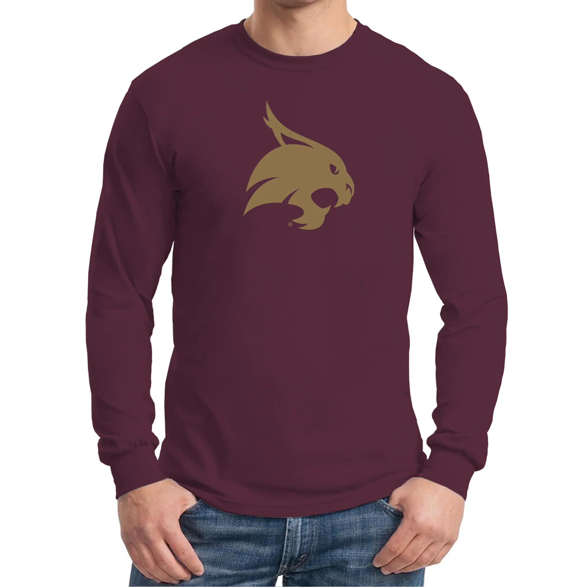 Texas State Bobcats Primary Logo Long Sleeve T-Shirt - Maroon - Image 3