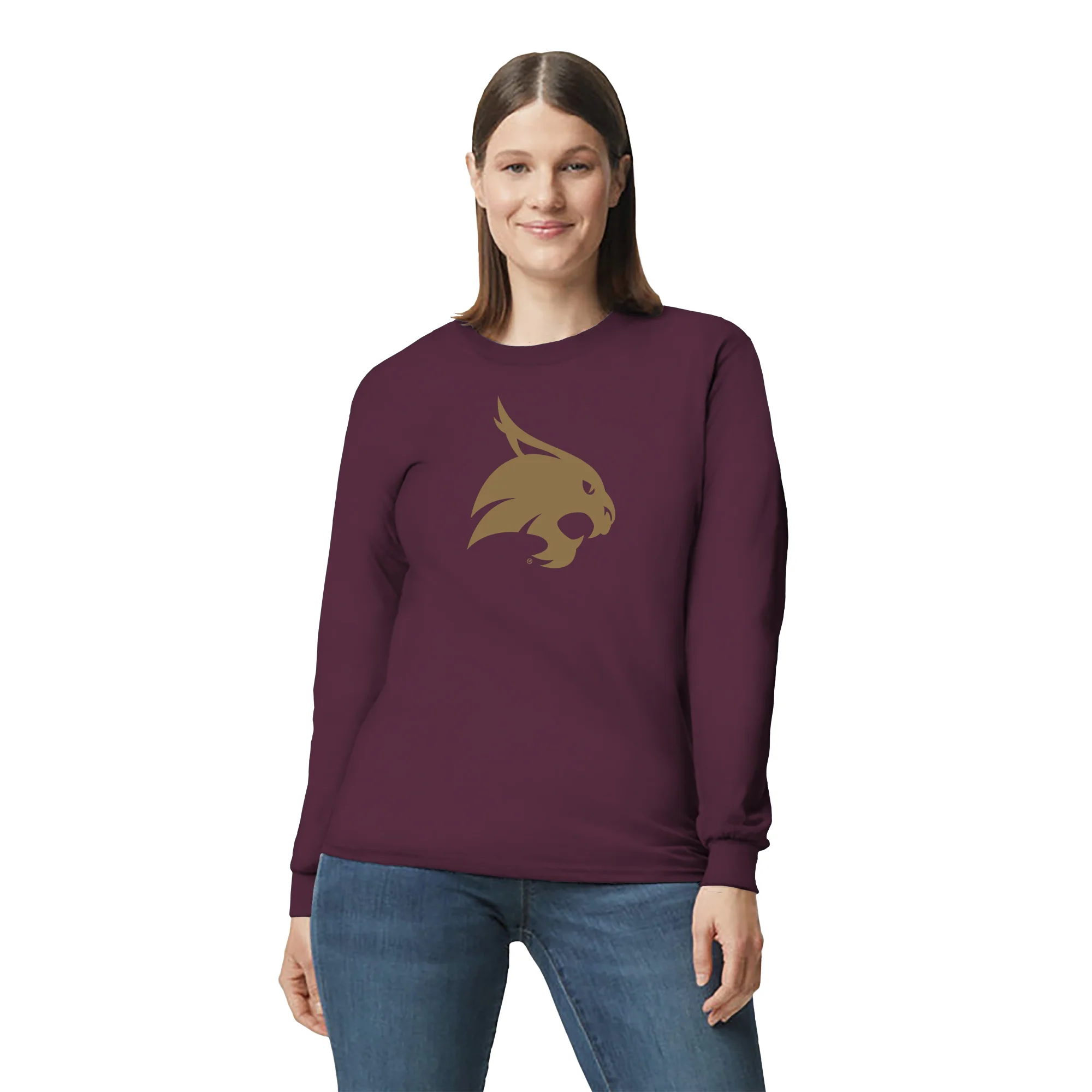 Texas State Bobcats Primary Logo Long Sleeve T-Shirt - Maroon - Image 4