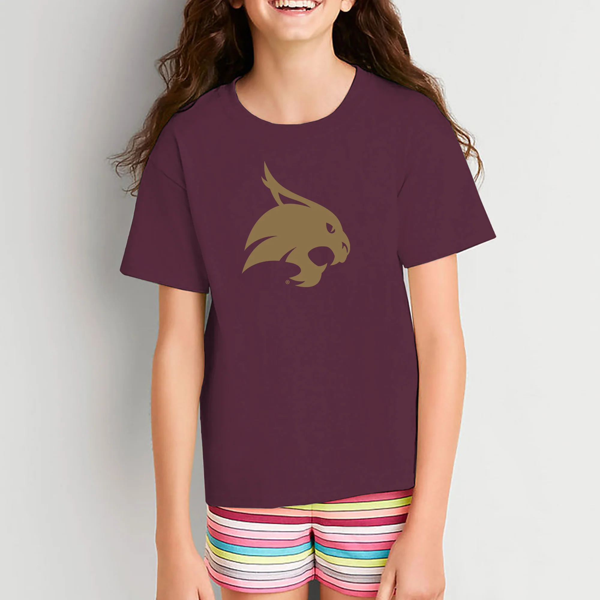 Texas State Bobcats Primary Logo Youth T-Shirt - Maroon - Image 3
