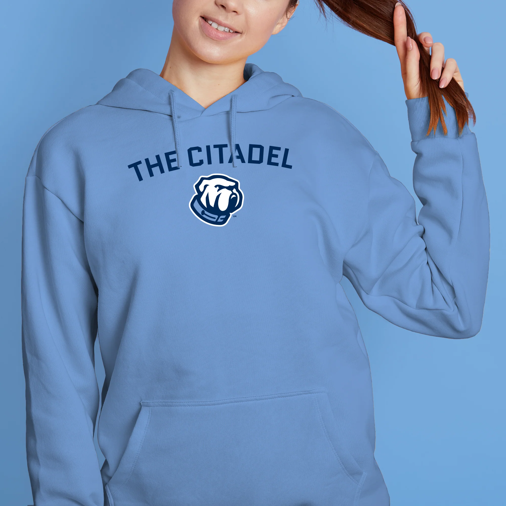 The Citadel Bulldogs Arch Logo Hooded Sweatshirt - Carolina Blue - Image 4