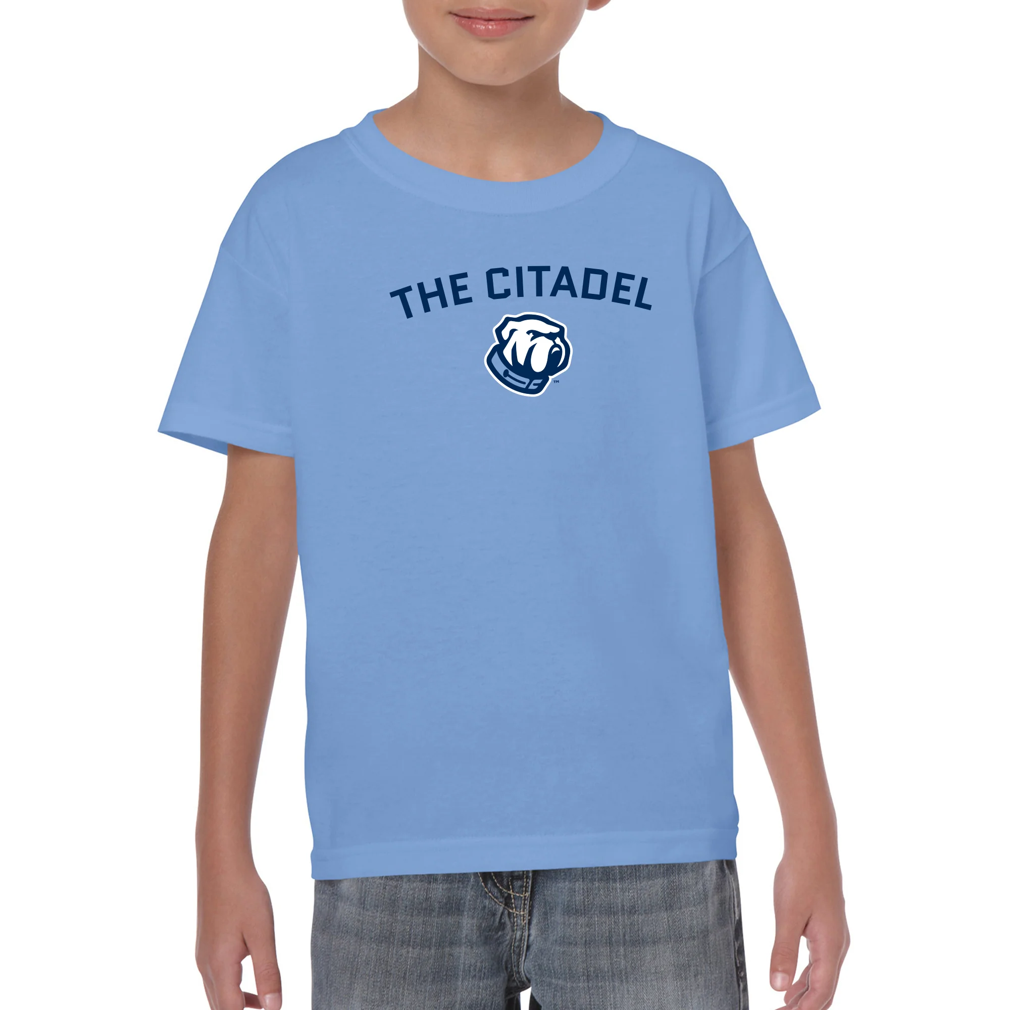 The Citadel Bulldogs Arch Logo Youth Short Sleeve T-Shirt - Carolina Blue - Image 3