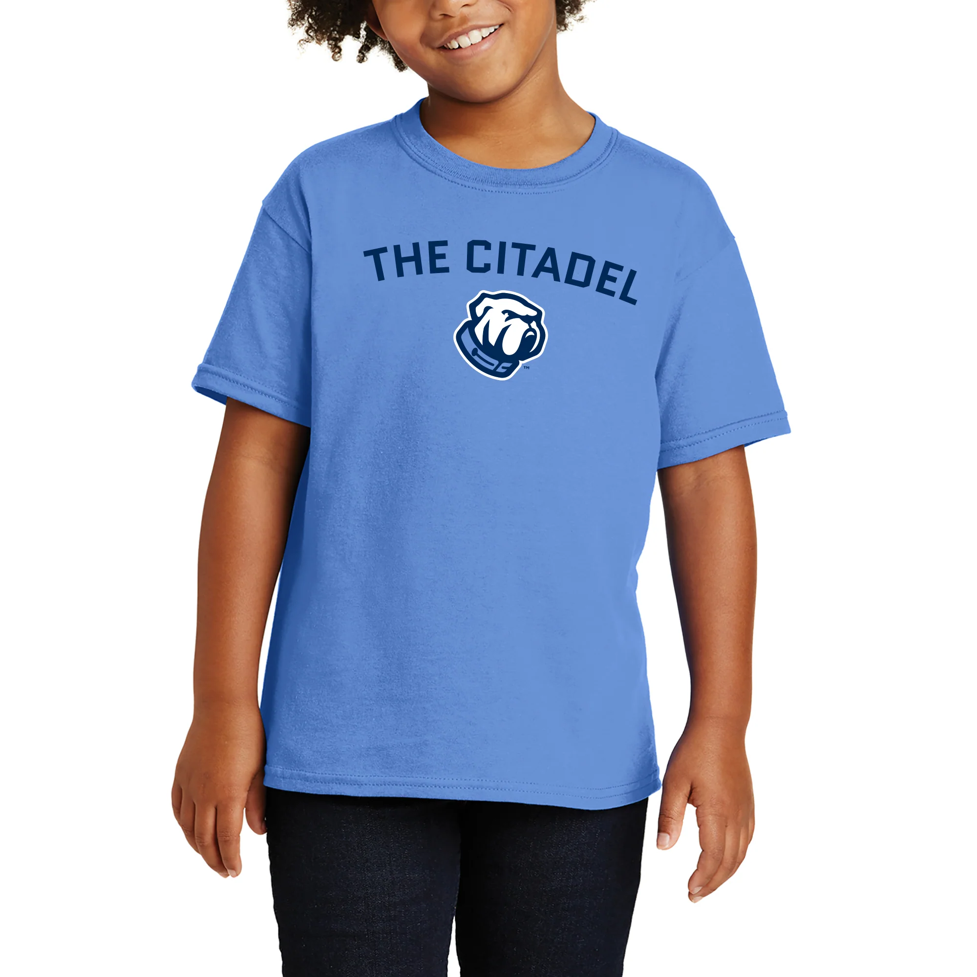 The Citadel Bulldogs Arch Logo Youth Short Sleeve T-Shirt - Carolina Blue - Image 4