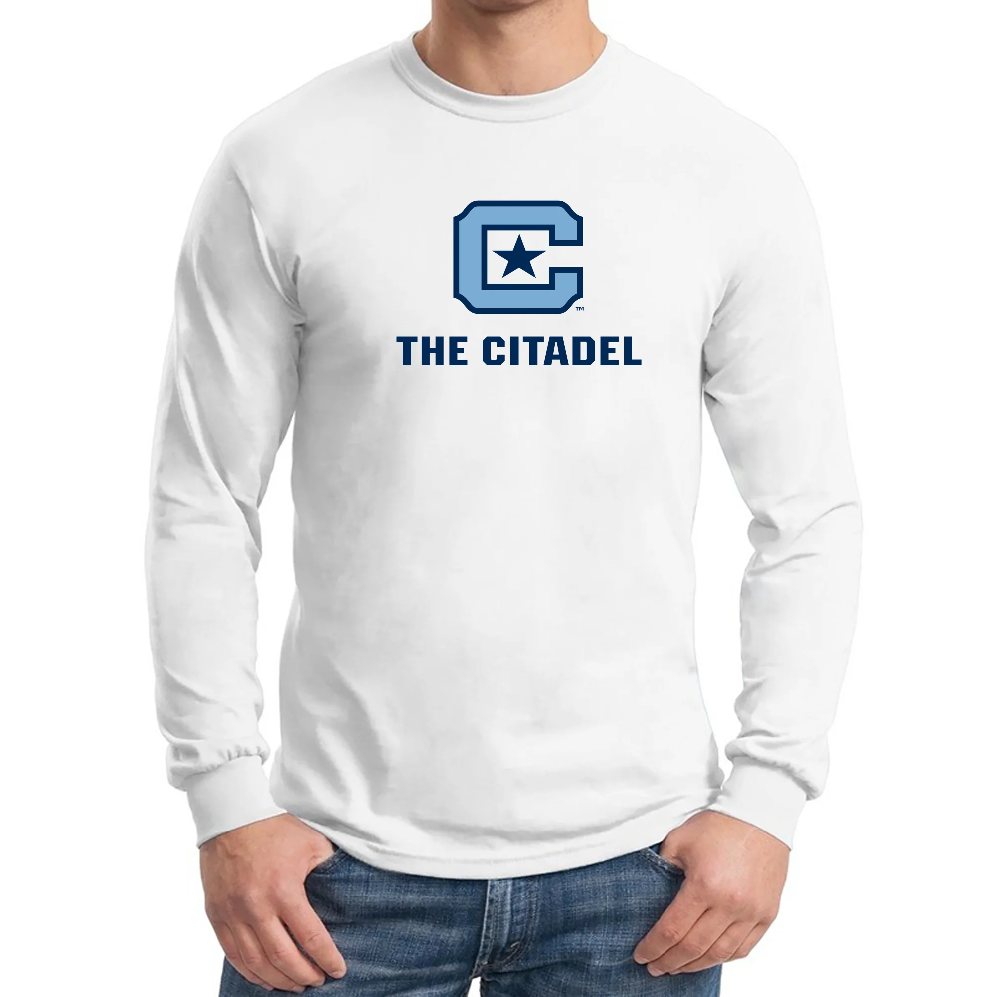 The Citadel Bulldogs Primary Logo Long Sleeve T-Shirt - White - Image 3
