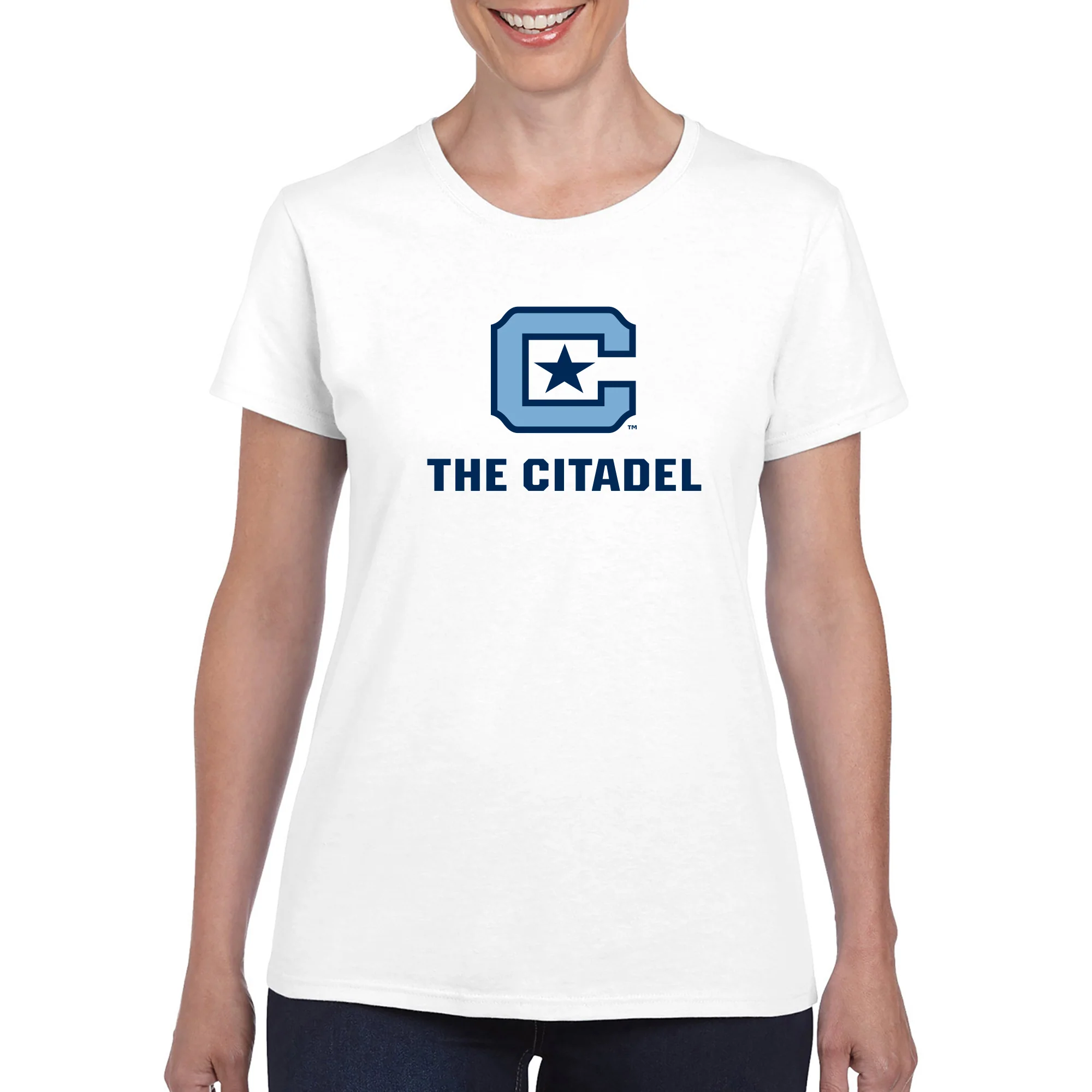 The Citadel Bulldogs Primary Logo Womens Short Sleeve T-Shirt - White - Image 3