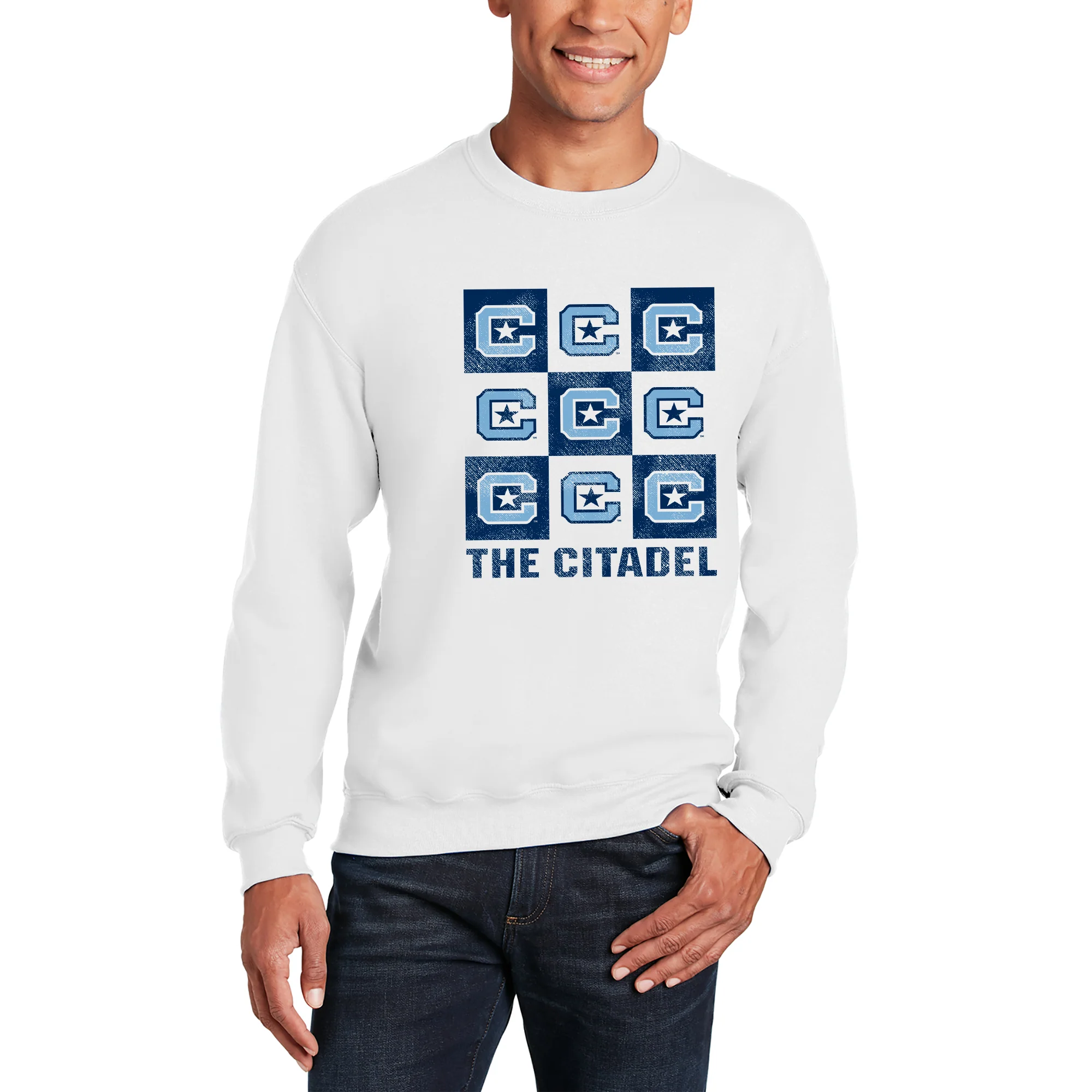 The Citadel Checkerbox Crewneck Sweatshirt - White - Image 3