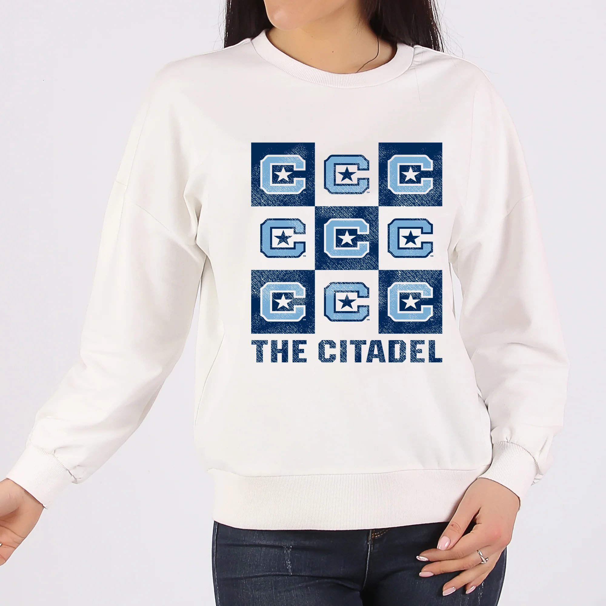 The Citadel Checkerbox Crewneck Sweatshirt - White - Image 4