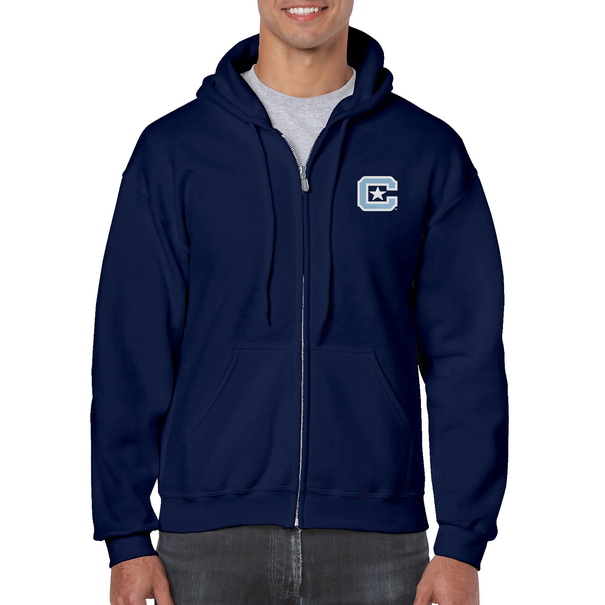 The Citadel Logo LC EMB Zip Hoodie - Navy - Image 3