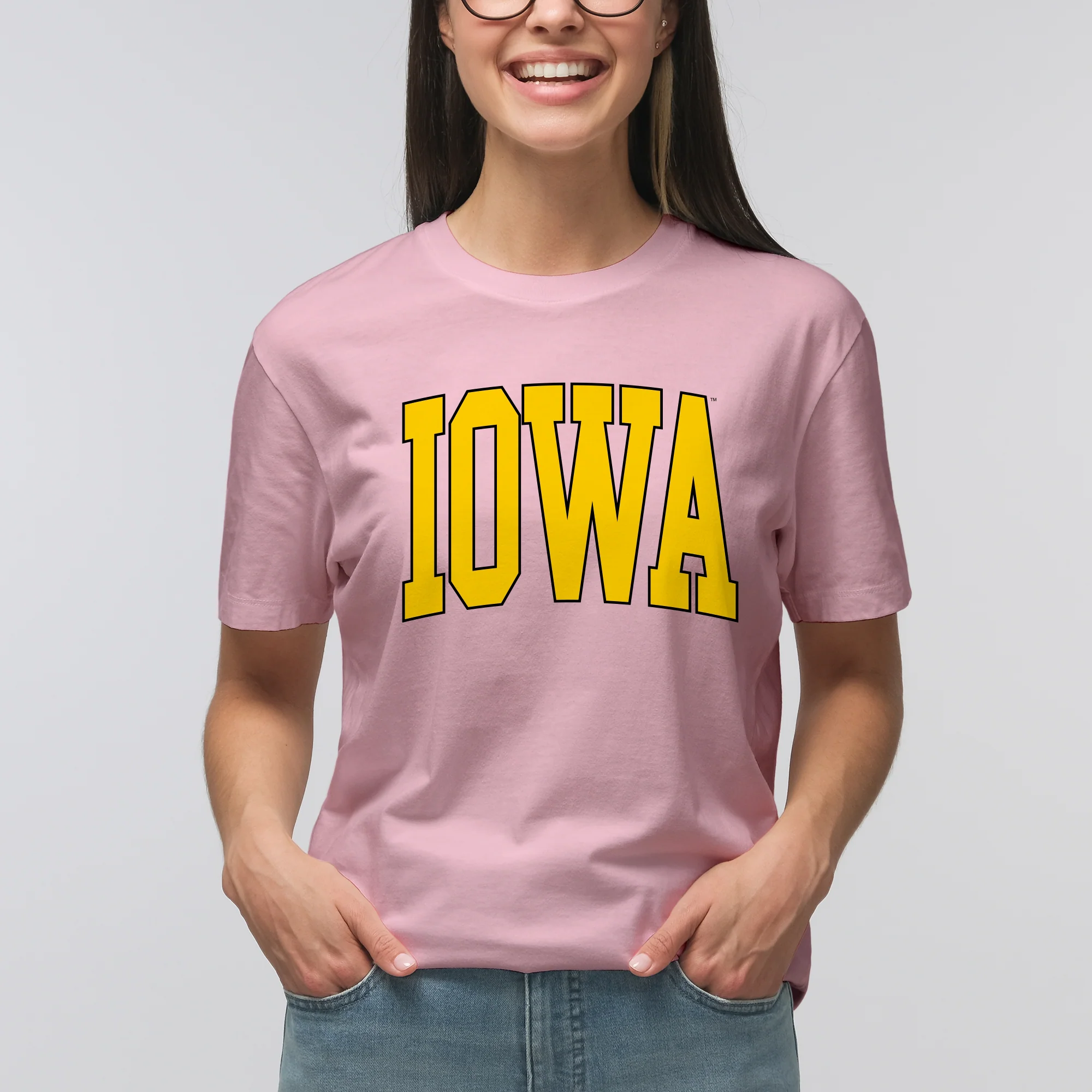 The University of Iowa Hawkeyes Mega Arch T-Shirt - Light Pink - Image 4