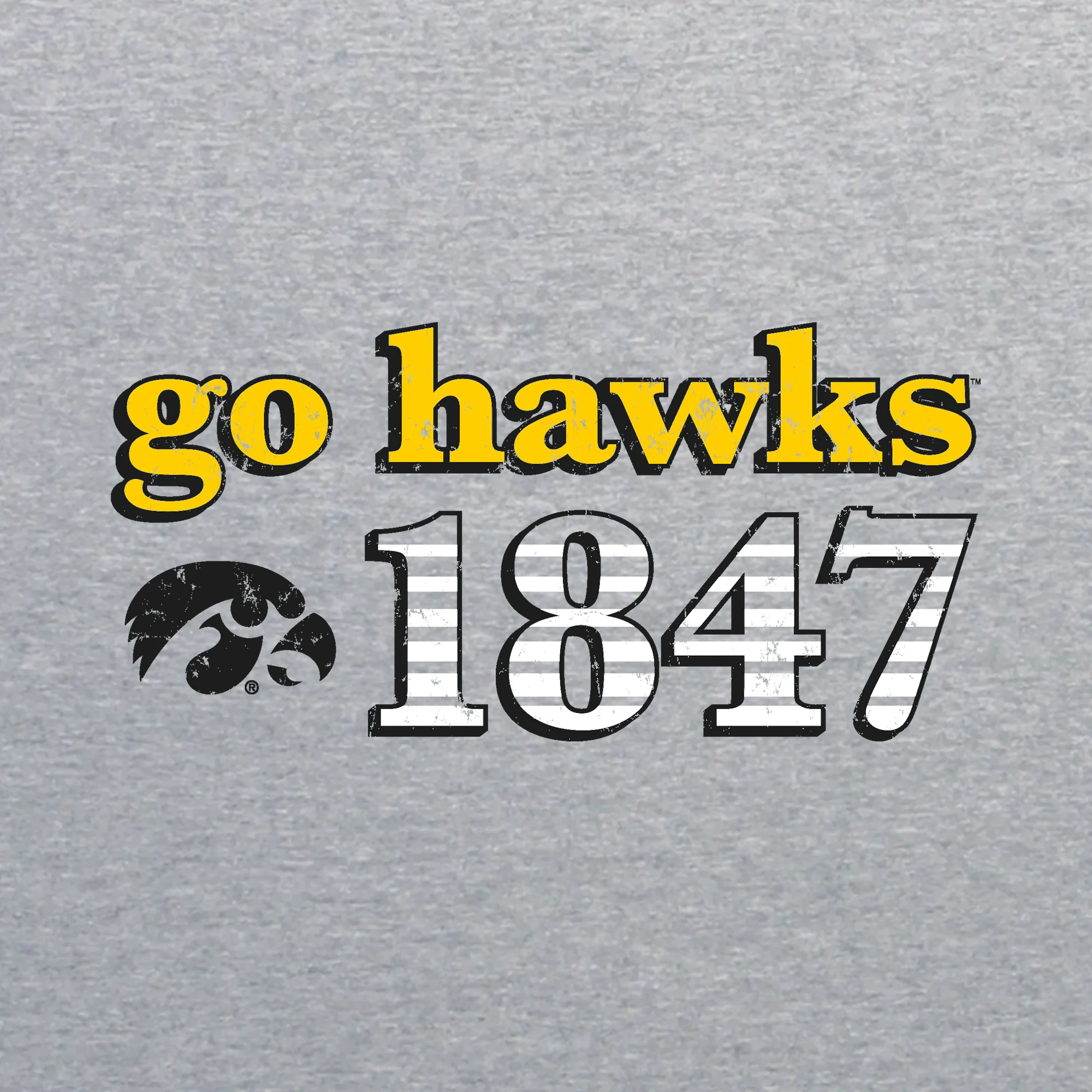 Throwback Year Stripe Iowa Hawkeyes Heavy Blend Crewneck - Sport Grey - Image 2