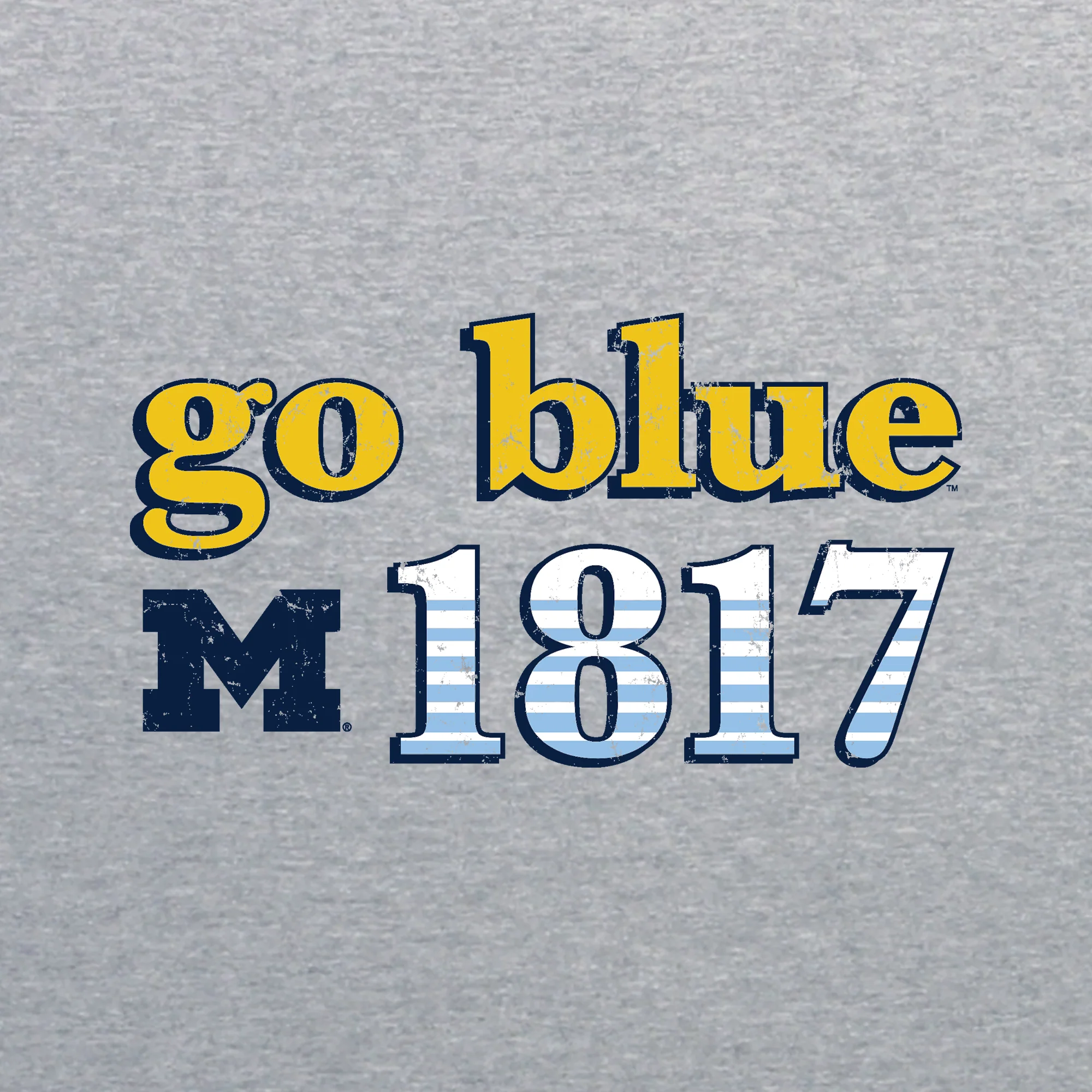 Throwback Year Stripe University of Michigan Heavy Blend Hoodie - Sport Grey - Image 2