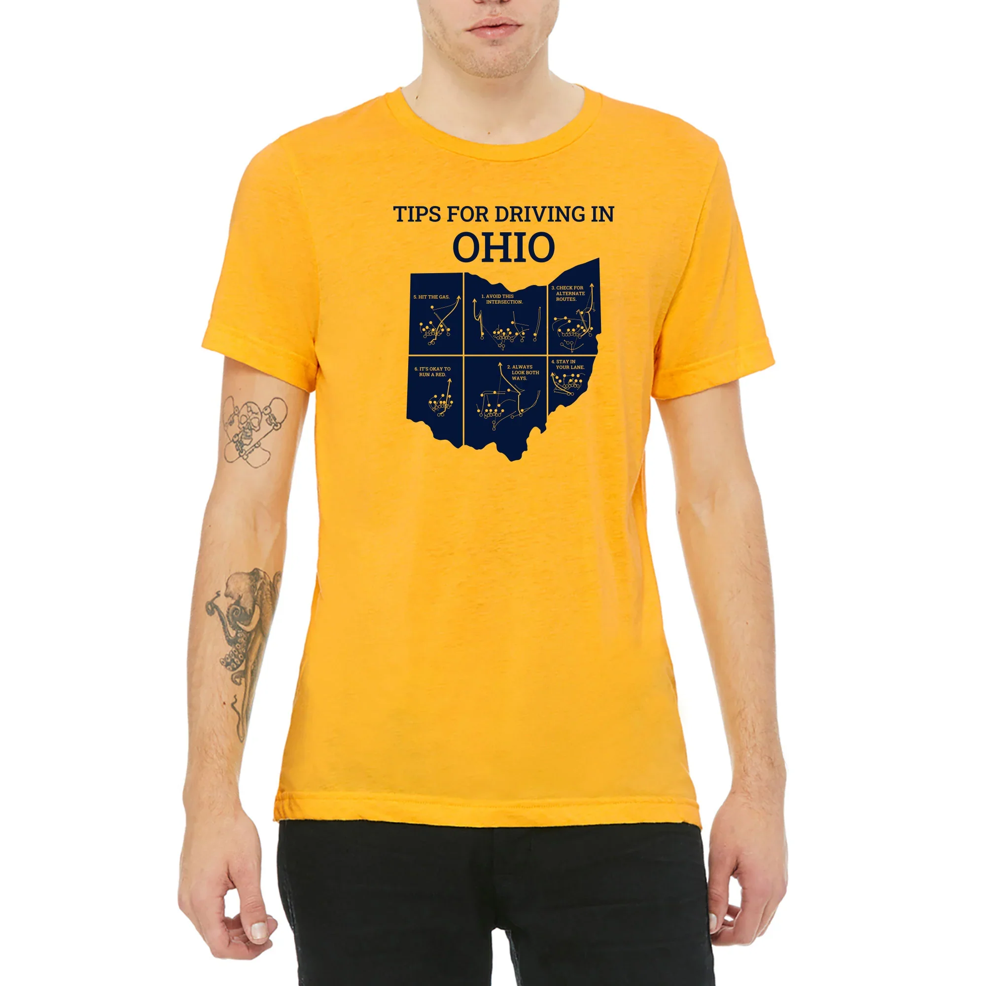 Tips For Driving Through Ohio Triblend T-Shirt - Yellow Gold - Image 3