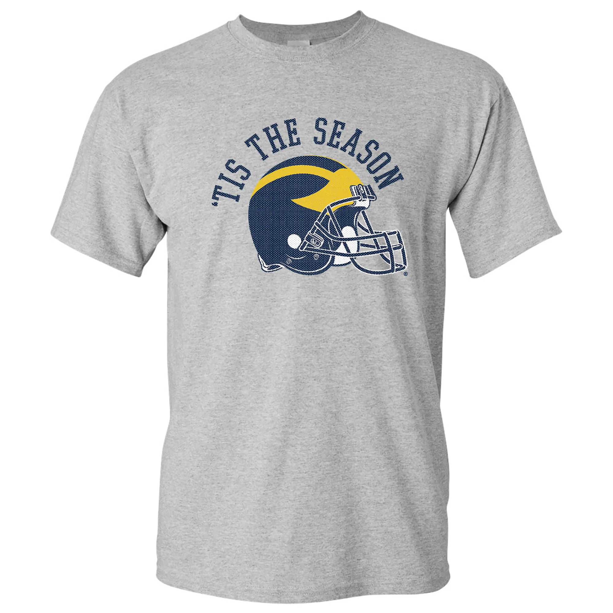 Tis The Season University of Michigan Basic Cotton Short Sleeve T Shirt - Sport Grey