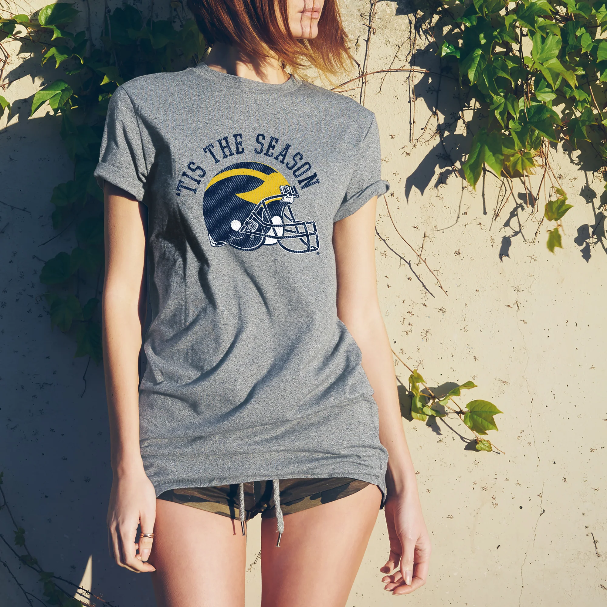 Tis The Season University of Michigan Basic Cotton Short Sleeve T Shirt - Sport Grey - Image 4