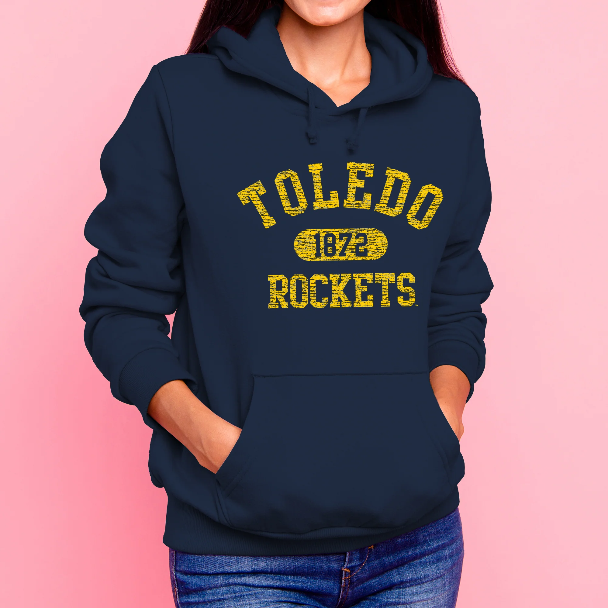 University of Toledo Rockets Athletic Arch Heavy Blend Hoodie - Navy - Image 4