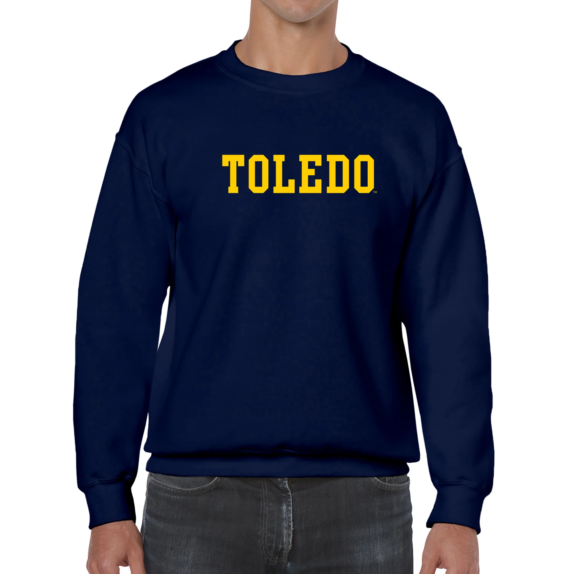University of Toledo Rockets Basic Block Crewneck Sweatshirt - Navy - Image 3