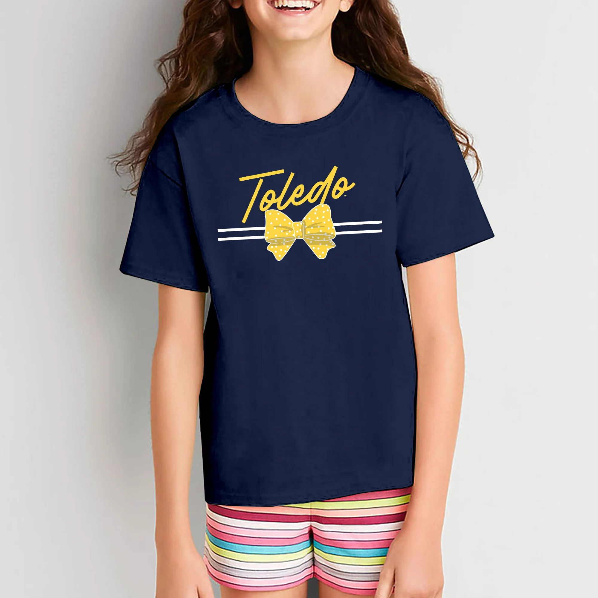 Toledo Bow Script Youth T-Shirt - Navy - Image 3