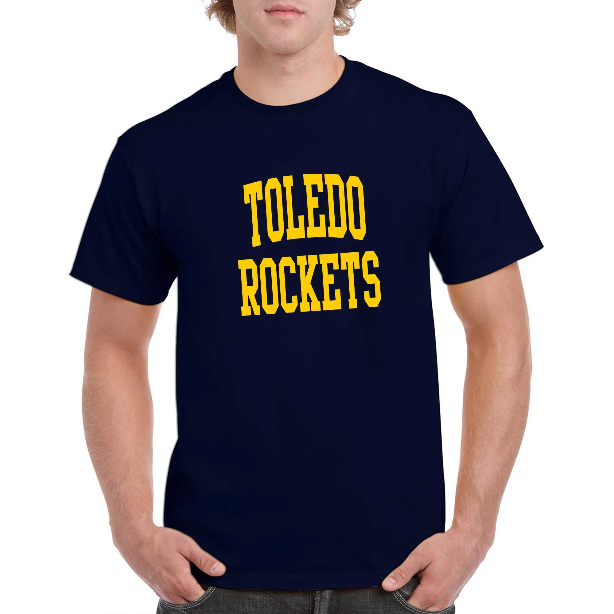 University of Toledo Rockets Front Back Print Short Sleeve T Shirt - Navy - Image 3