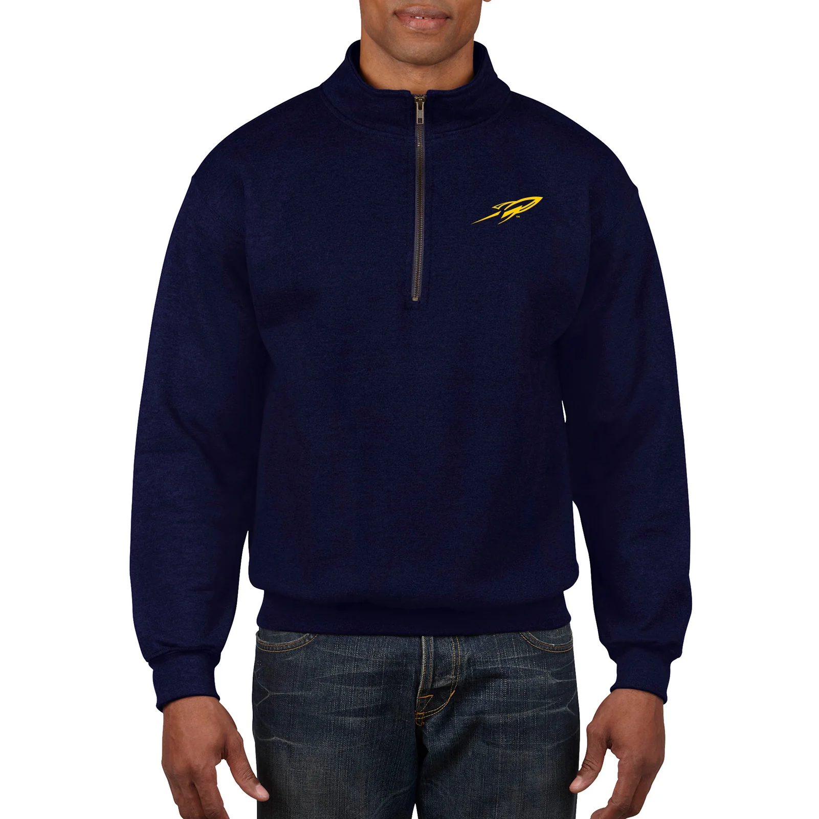 University of Toledo Rockets Primary Logo Left Chest 1/4 Zip Sweatshirt - Navy - Image 3