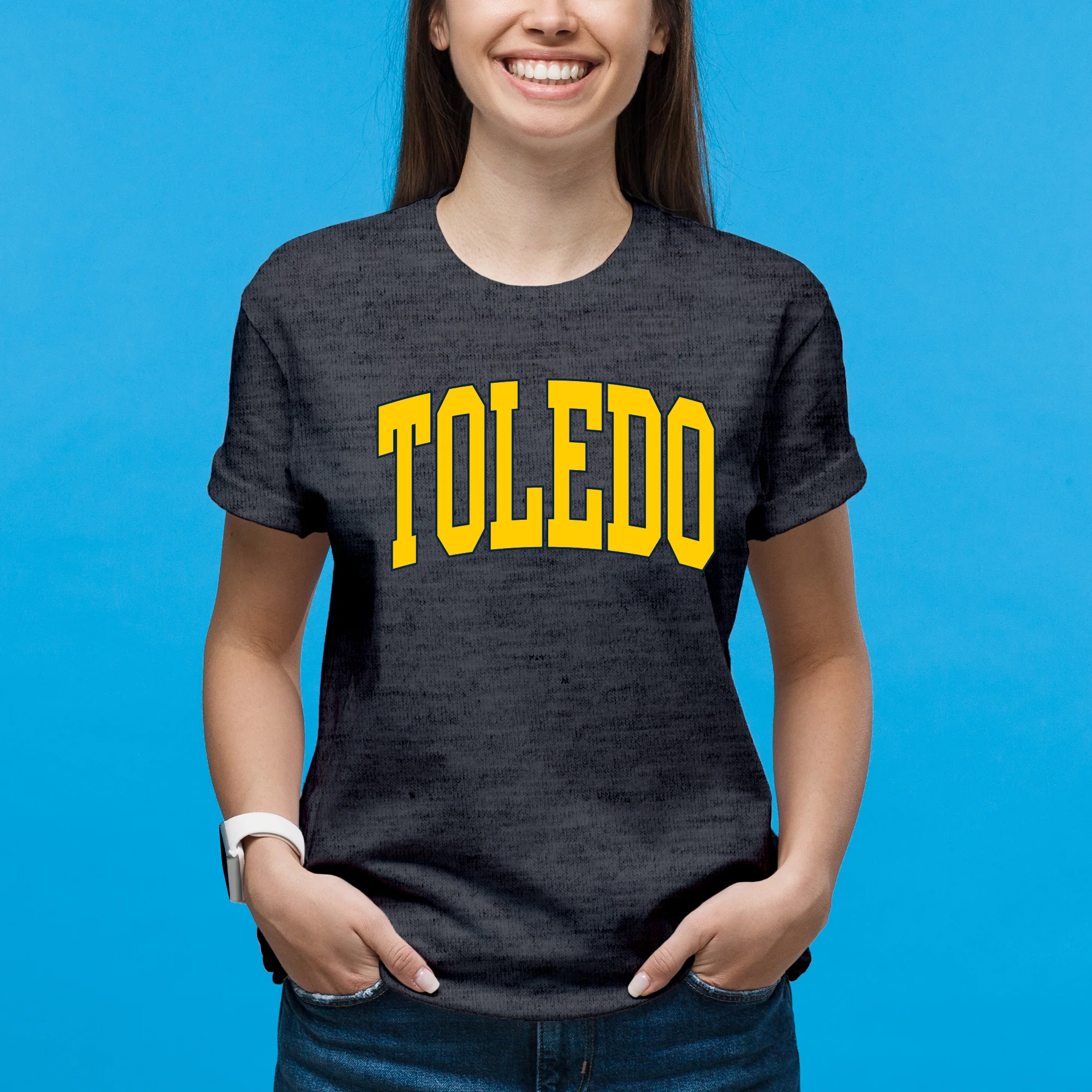 Toledo Rockets Mega Arch T-Shirt - Dark Heather - Image 4