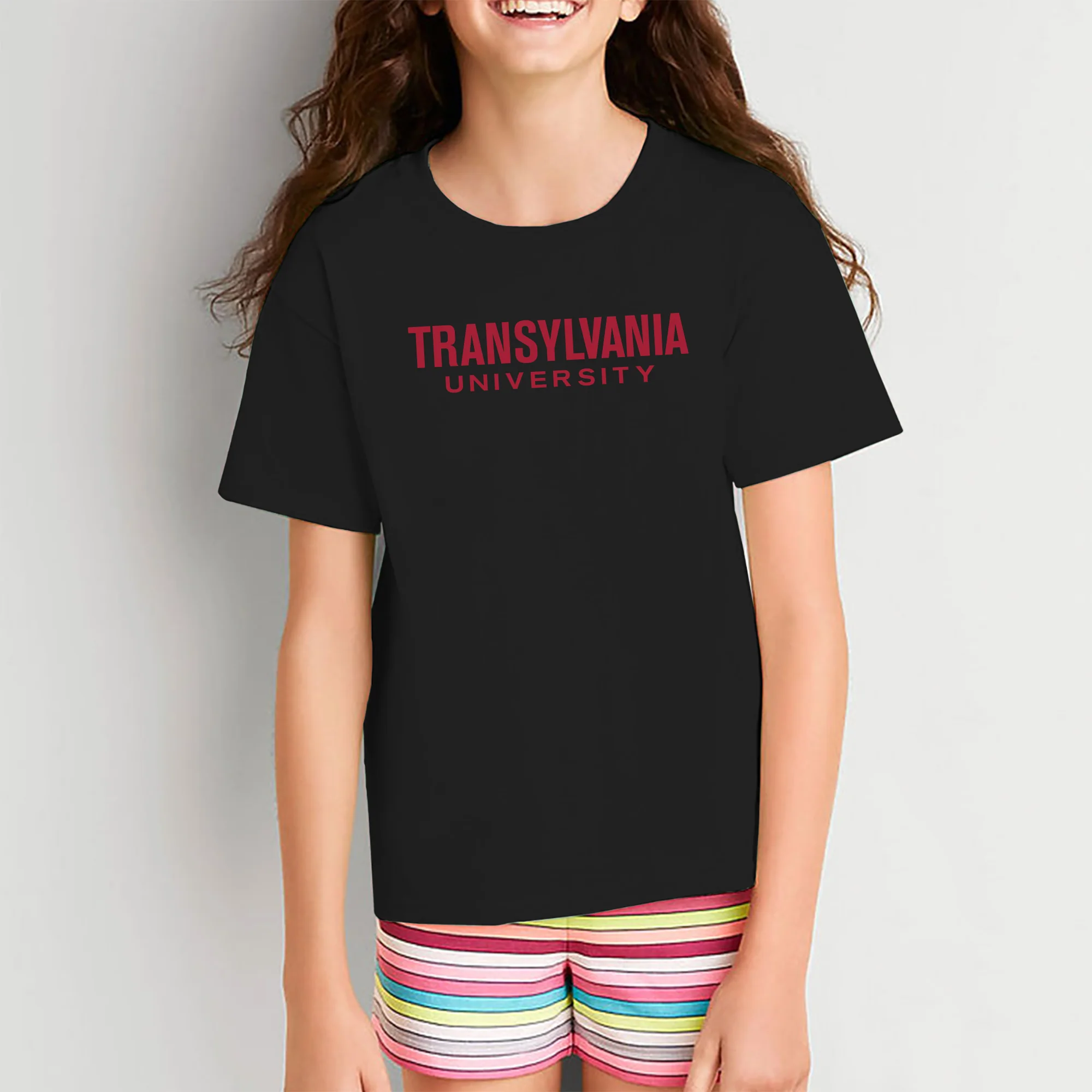 Transylvania University Pioneers Basic Block Youth Short Sleeve T Shirt - Black - Image 4
