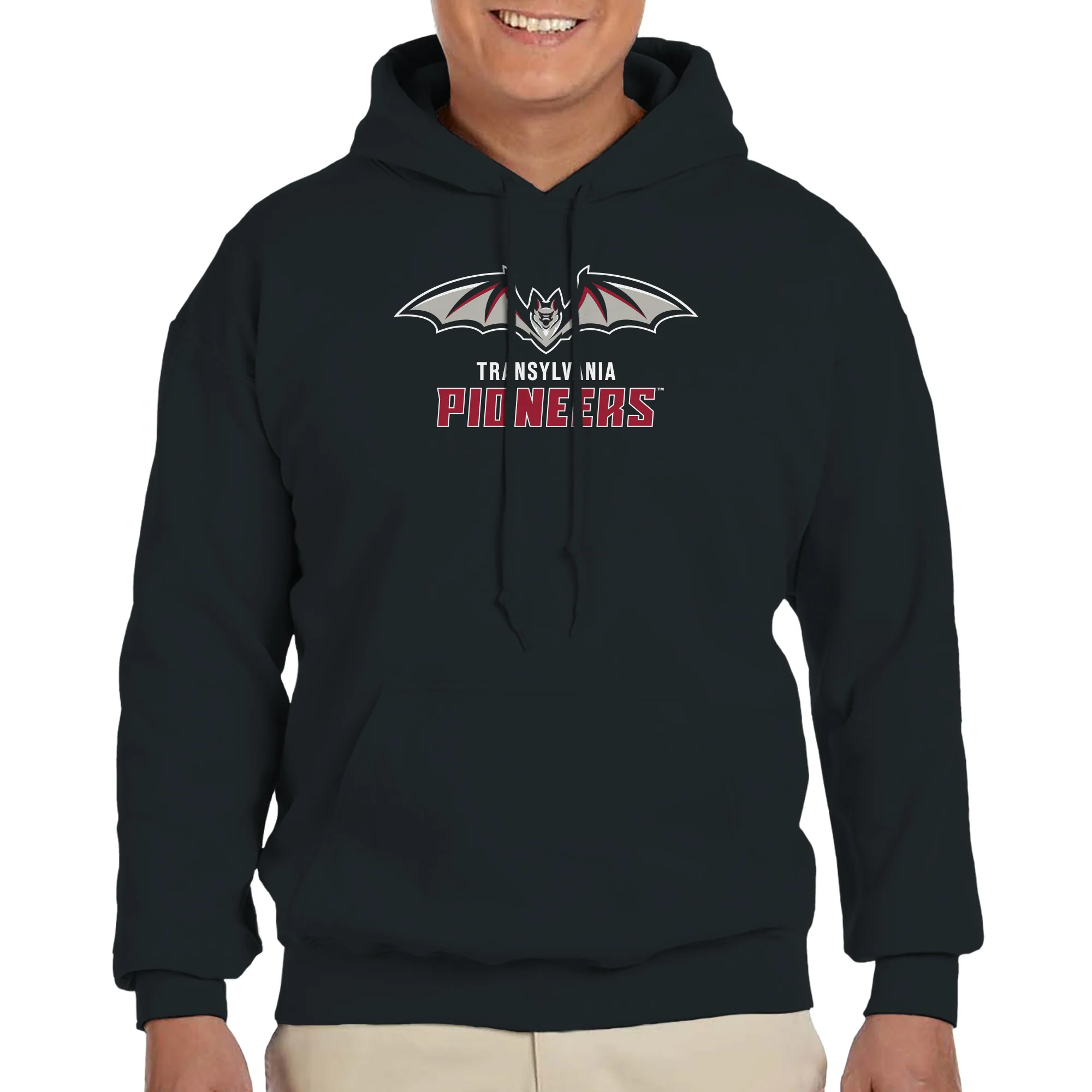 Transylvania University Pioneers Primary Logo Heavy Blend Hoodie - Black - Image 3
