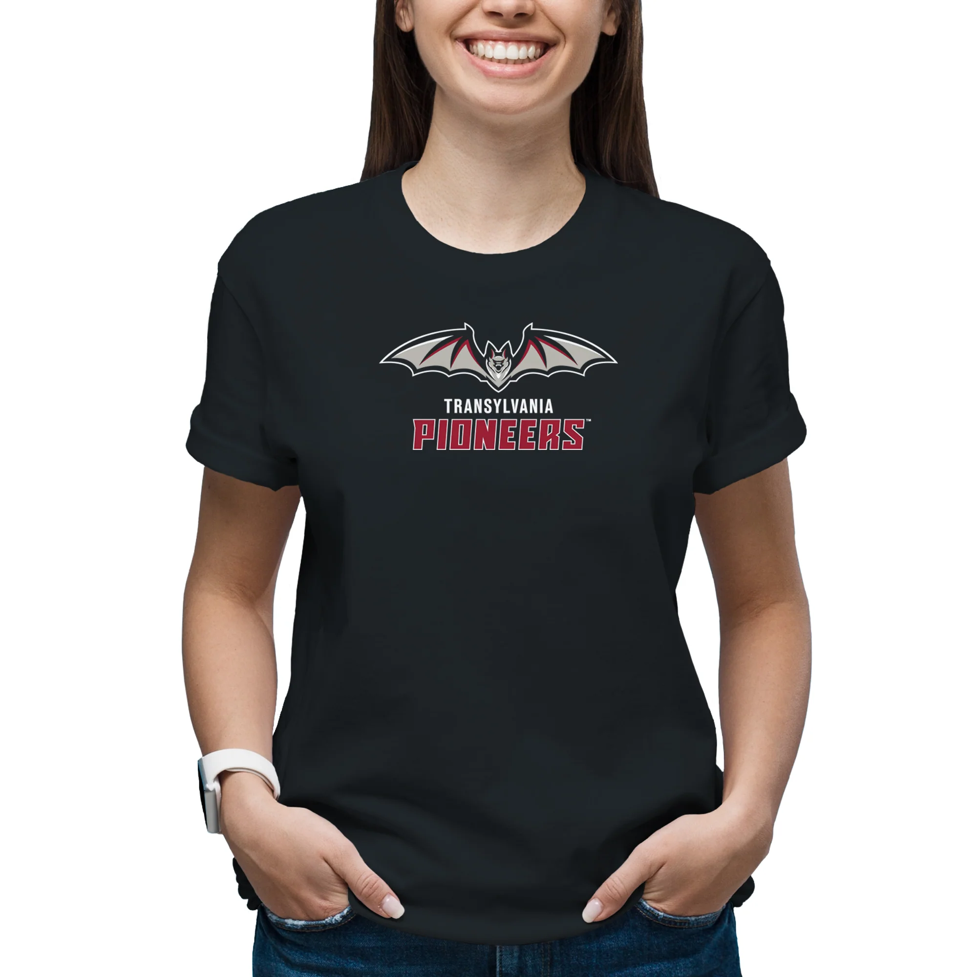 Transylvania University Pioneers Primary Logo Short Sleeve T Shirt - Black - Image 4