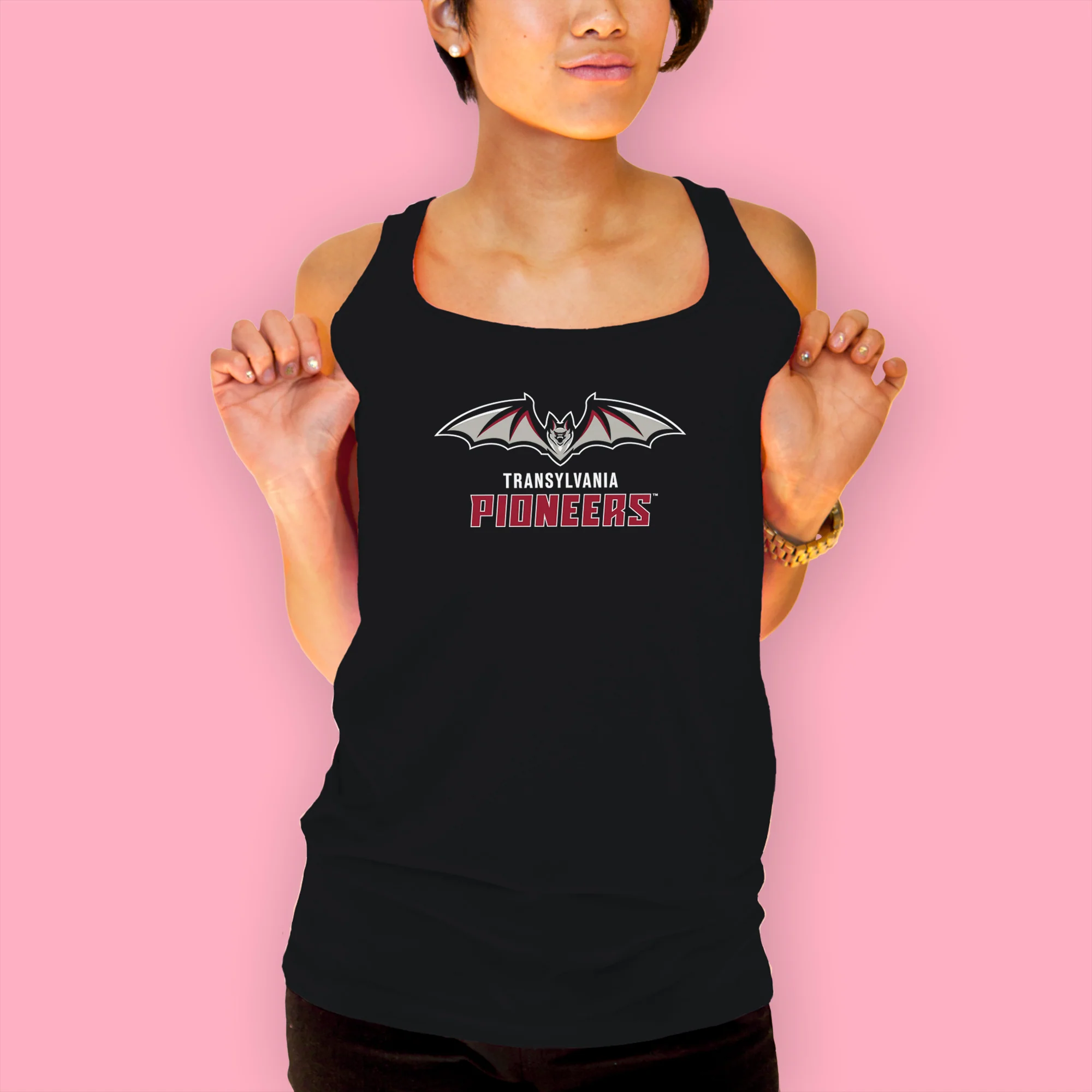Transylvania University Pioneers Primary Logo Tank Top - Black - Image 4