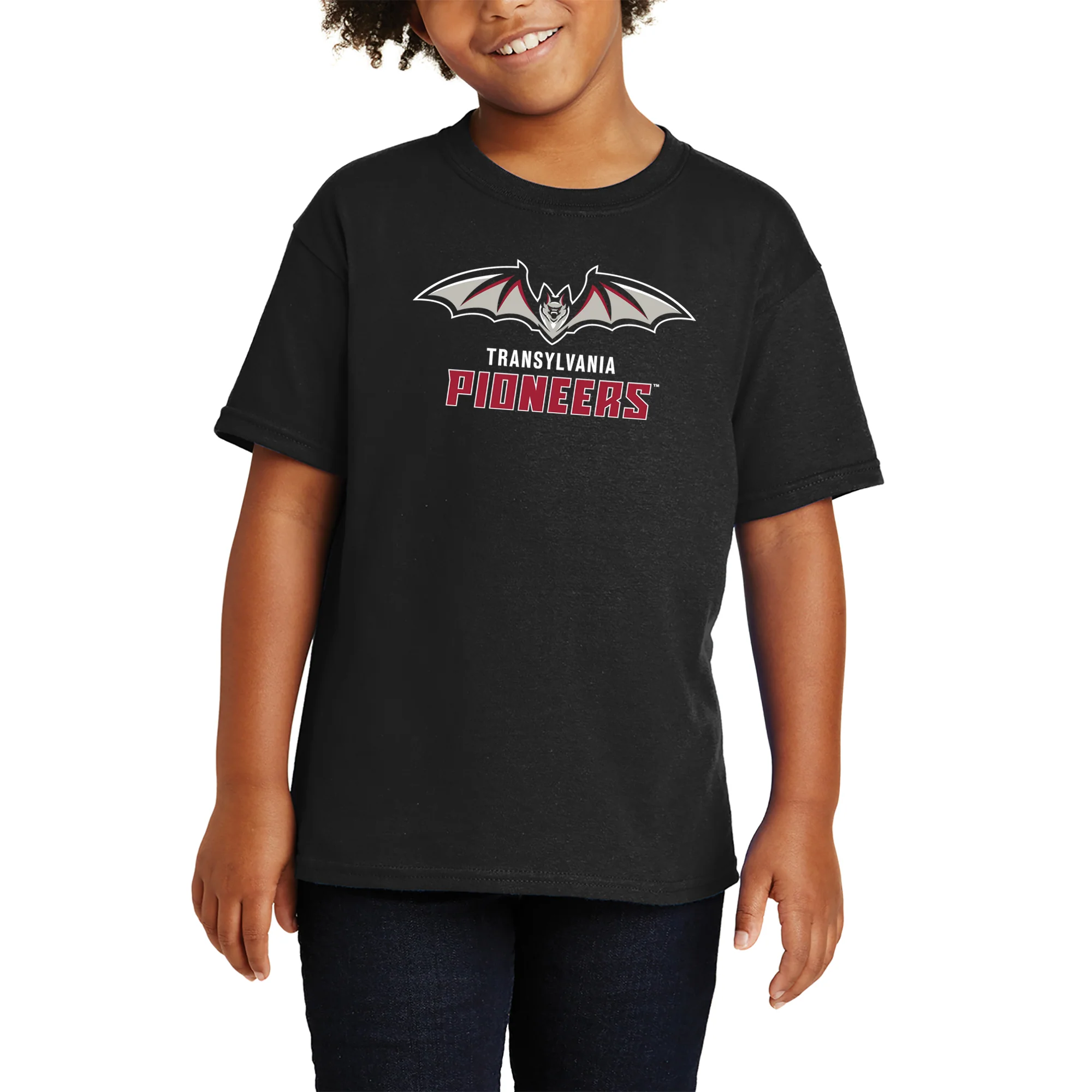 Transylvania University Pioneers Primary Logo Youth Short Sleeve T Shirt - Black - Image 4
