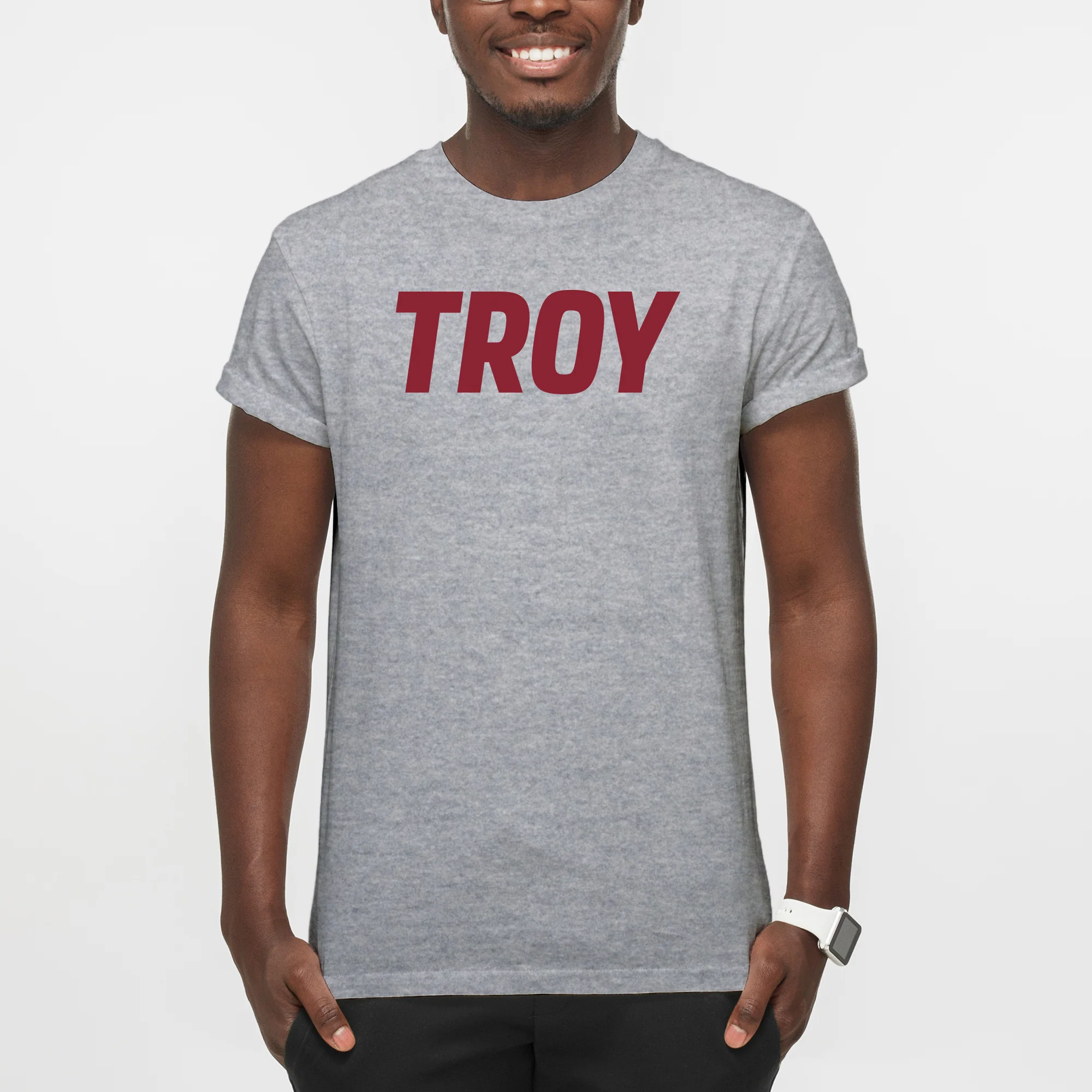 Troy Trojans Basic Block T Shirt - Sport Grey - Image 3