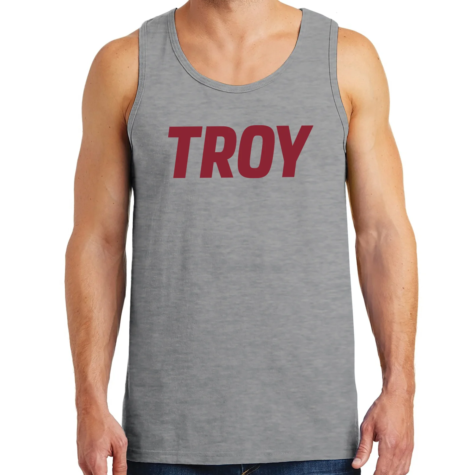 Troy Trojans Basic Block Tank Top - Sport Grey - Image 3