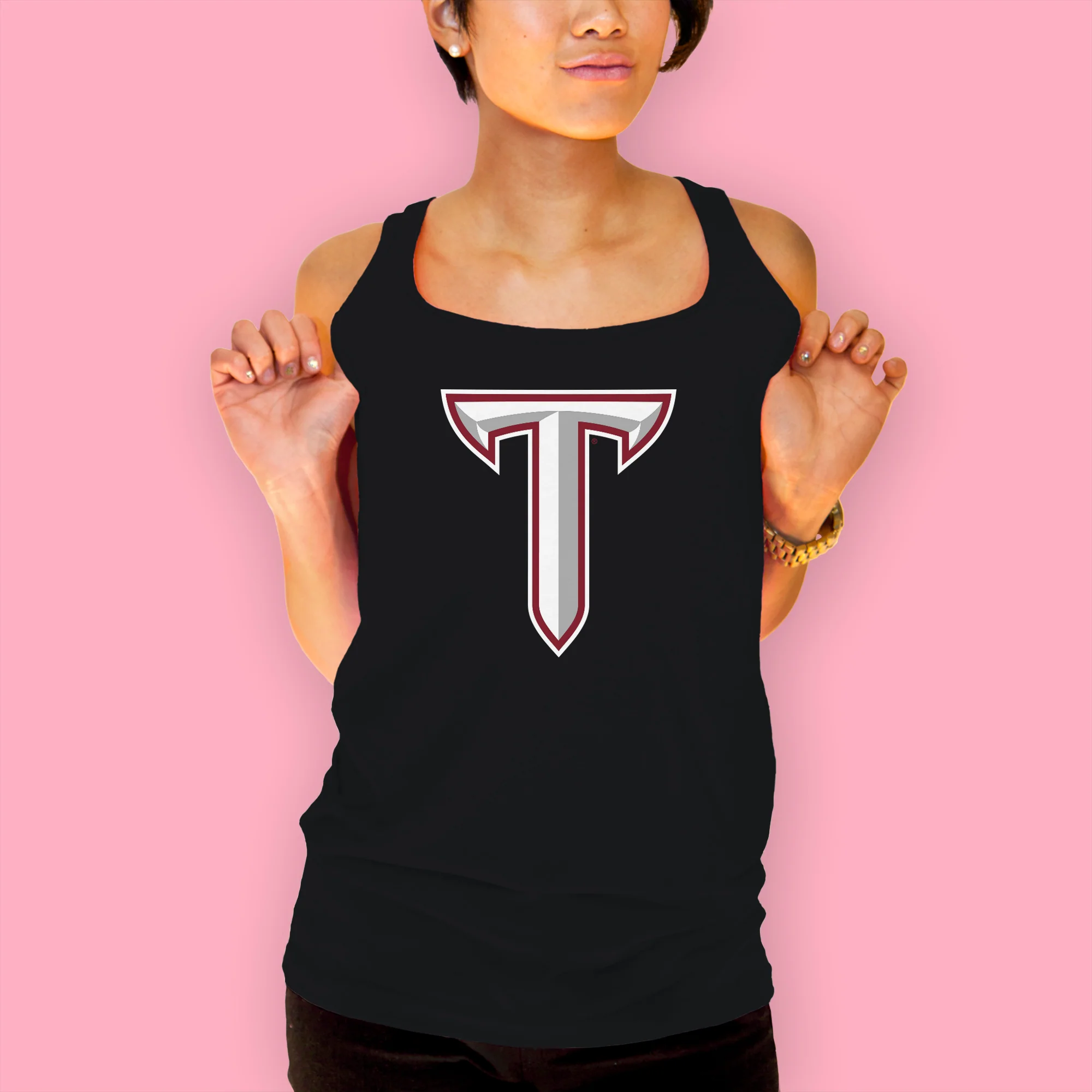 Troy Trojans Primary Logo Tank Top - Black - Image 4