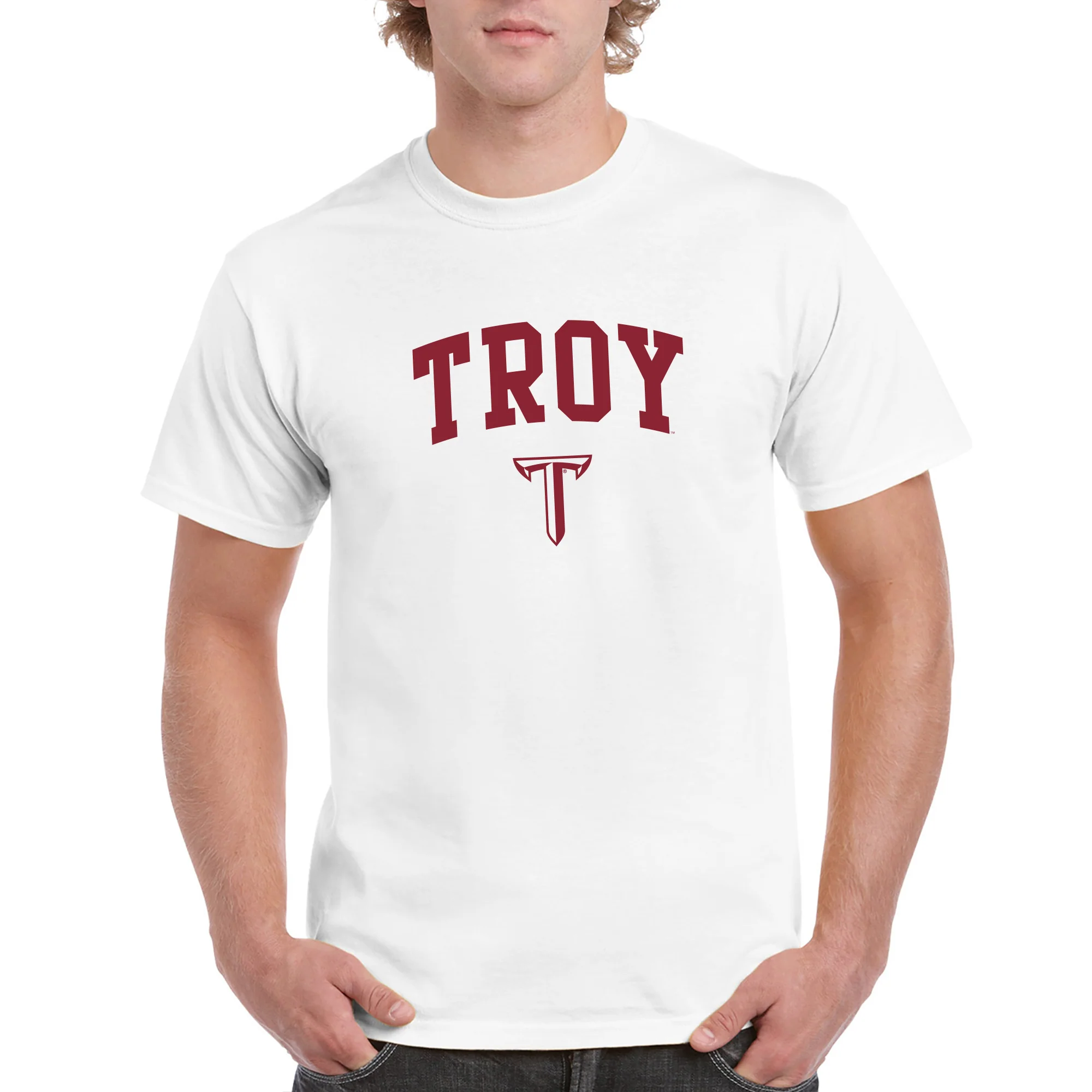 Troy University Trojans Arch Logo Cotton T-Shirt - White - Image 3