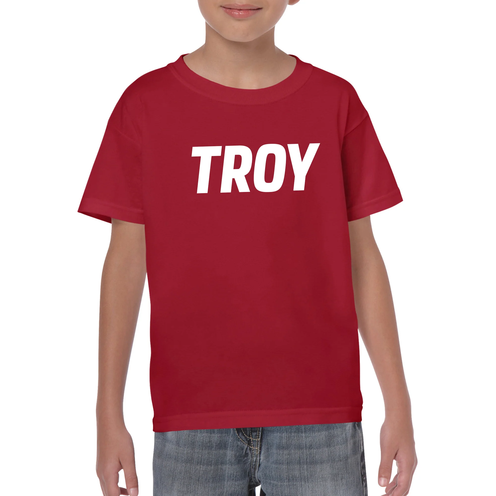 Troy University Trojans Basic Block Cotton Youth T-Shirt - Cardinal - Image 3