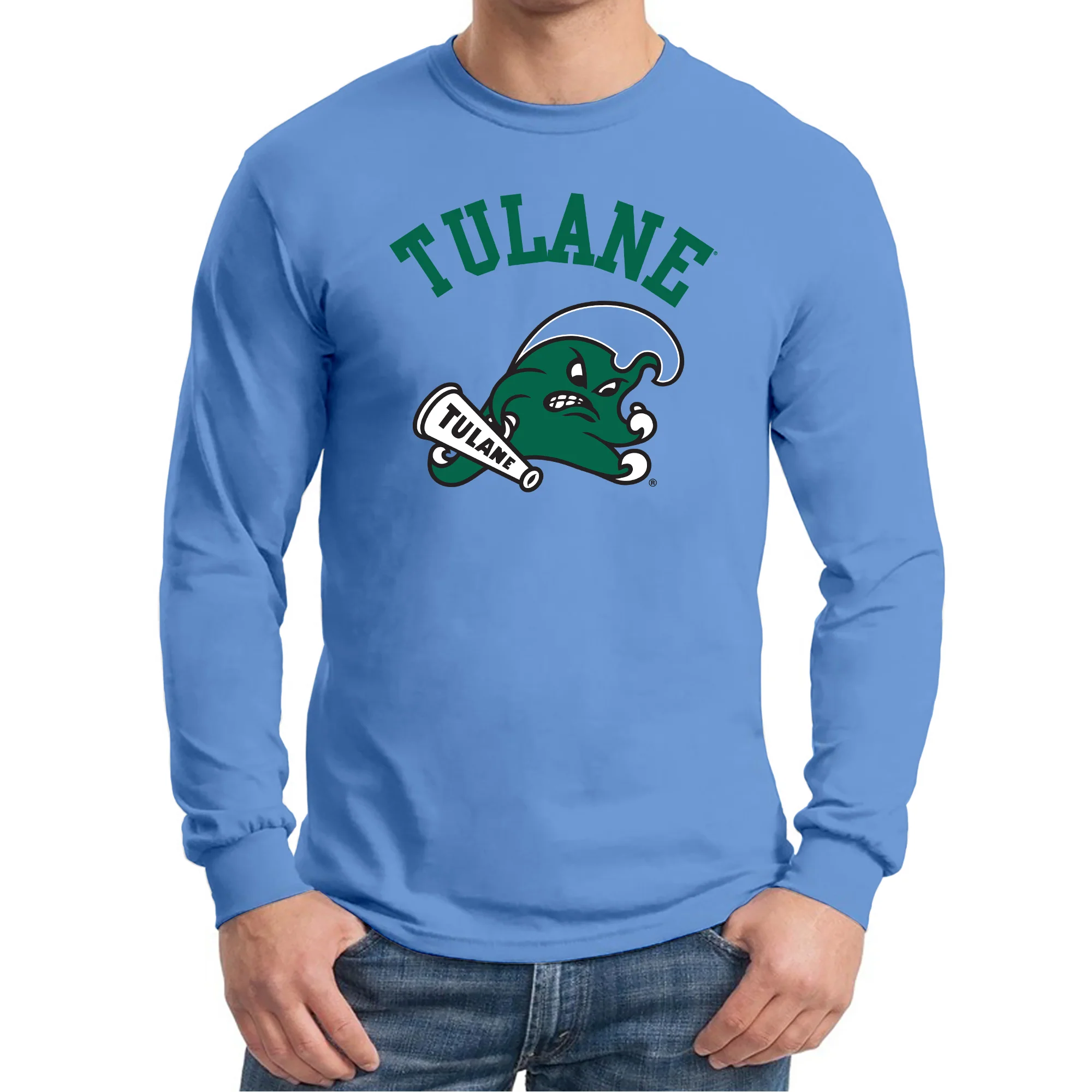 Tulane Green Wave Arch Logo Long Sleeve - C Blue - Image 3